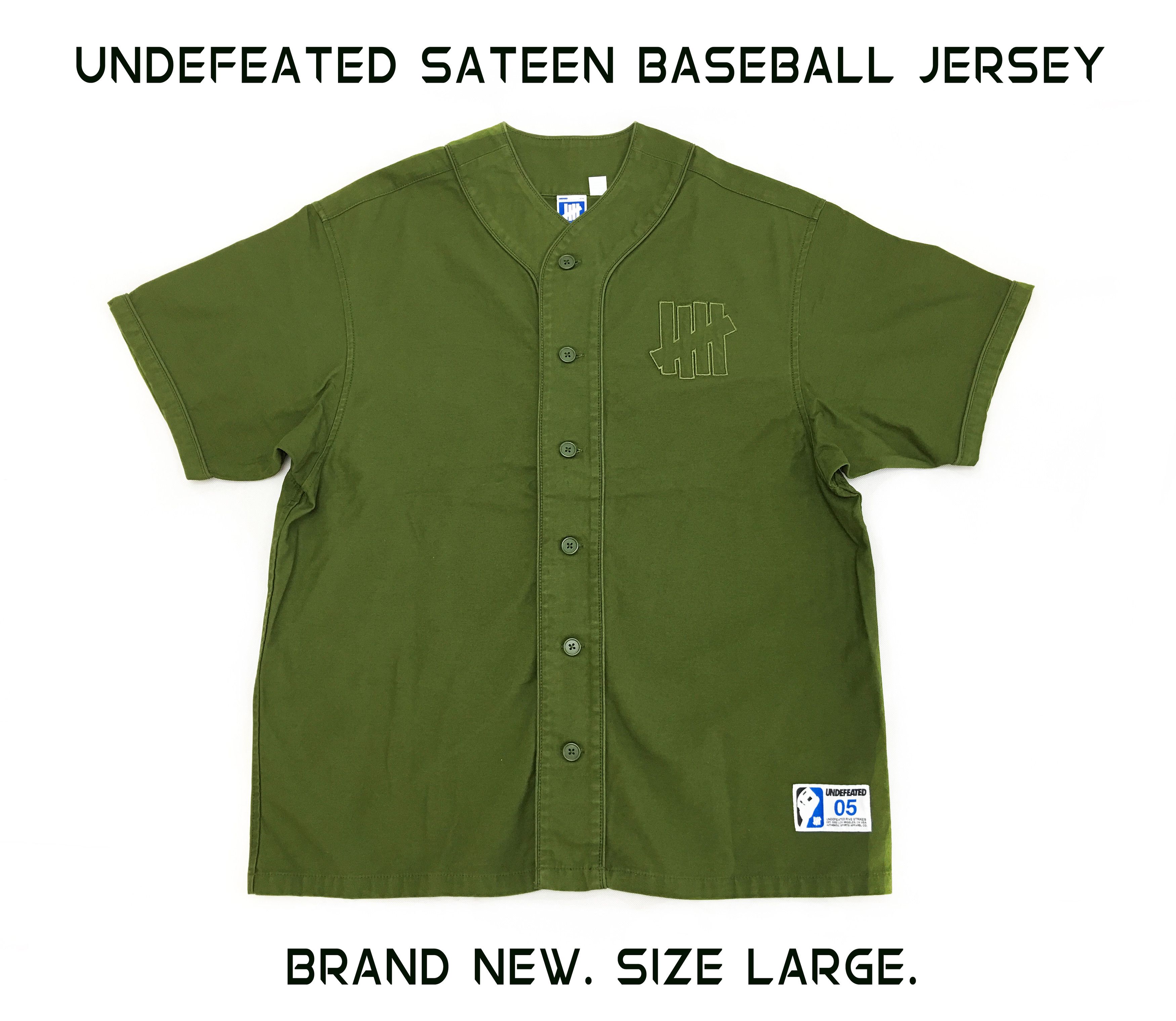 Undefeated Undefeated 5 Strike Sateen Baseball Jersey Large Olive Drab Size US L / EU 52-54 / 3 - 1 Thumbnail