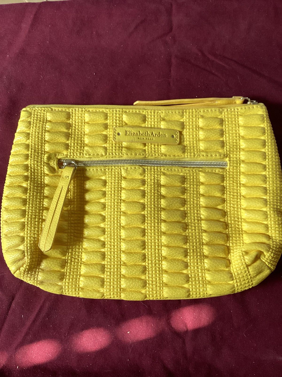Other 624-Elizabeth Arden New York Yellow Quilted Cosmetic Bag Size ONE SIZE - 1 Thumbnail