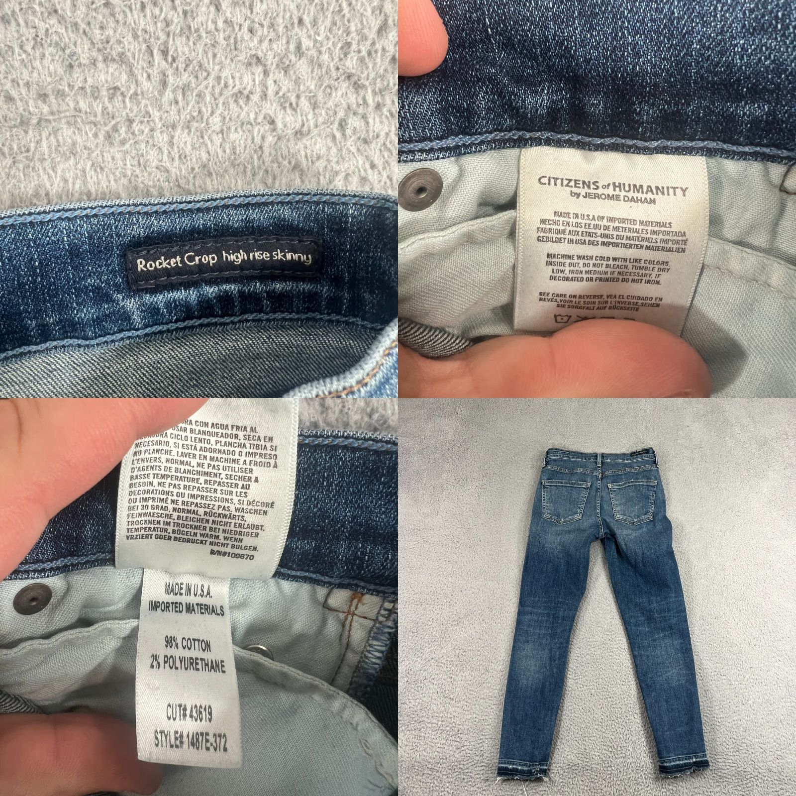 Citizens Of Humanity VINTAGE Citizens of Humanity Rocket Crop Skinny Jeans Women Size 26 Black Cotton Blend High Rise Denim Size 26" / US 2 / IT 38 - 8 Thumbnail