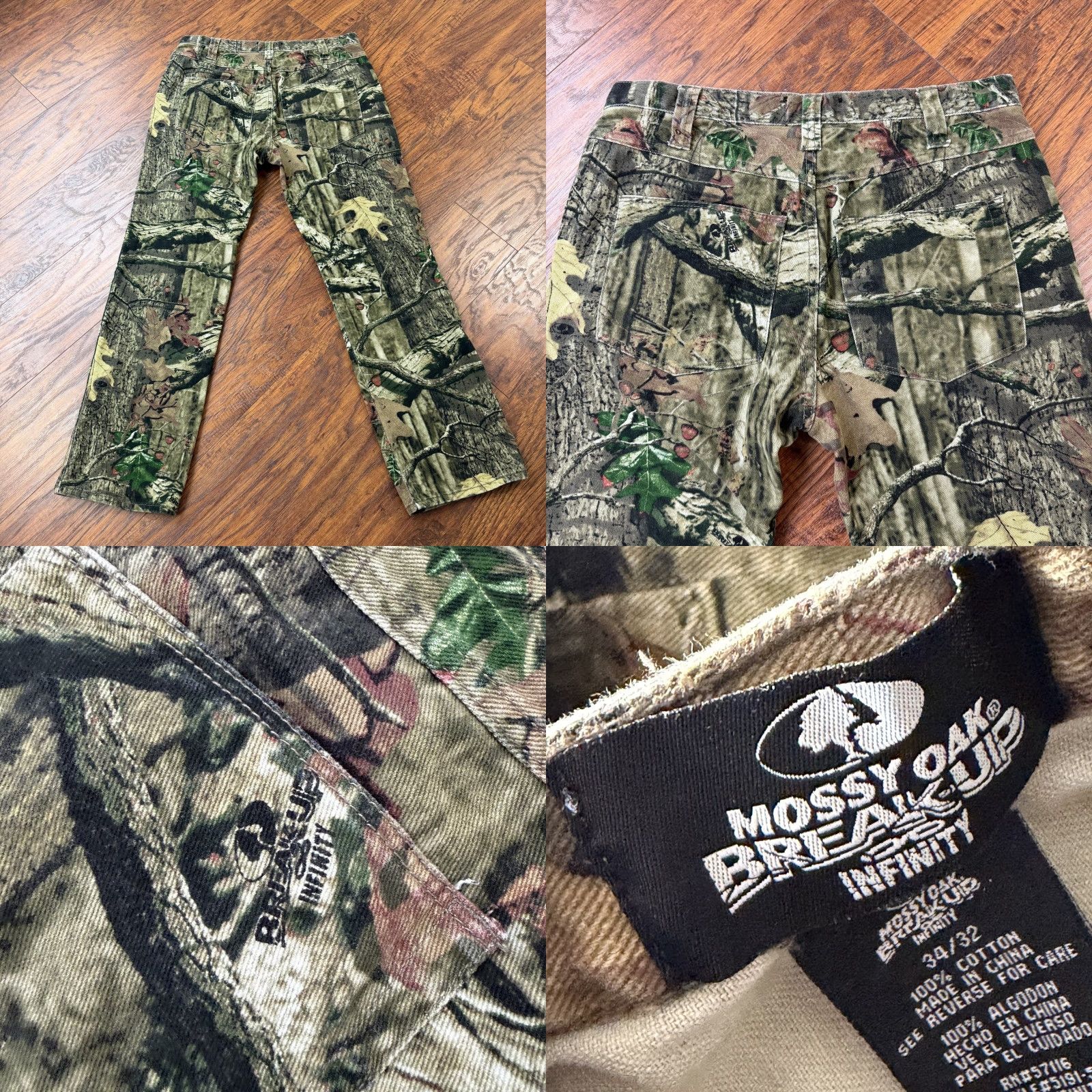 Vintage Mossy Oak Pants Mens 34 Green Camouflage Cotton Chino Straight Regular Size US 31 - 8 Thumbnail