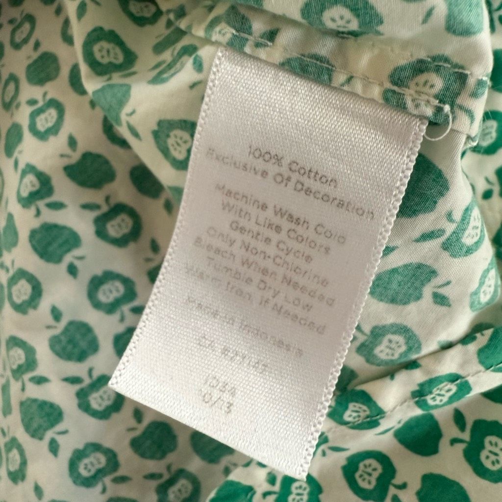 Other Talbots Green Apple Novelty Print 100% Cotton Half Button Po Size L / US 10 / IT 46 - 8 Thumbnail
