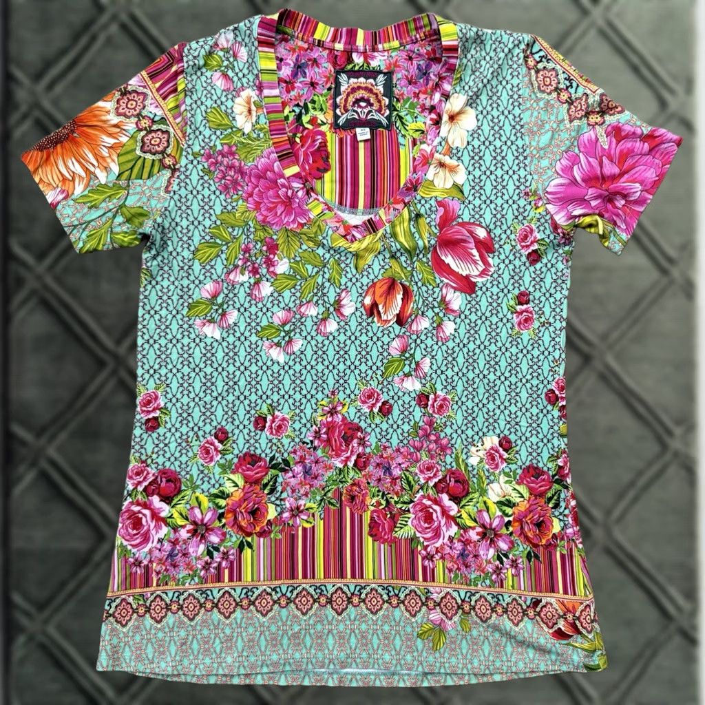 Johnny Was Johnny Was Janie Favorite Top Tee Shirt Women’s XS Bamboo Floral Blouse Multicolor Size XS / US 0-2 / IT 36-38 - 1 Thumbnail