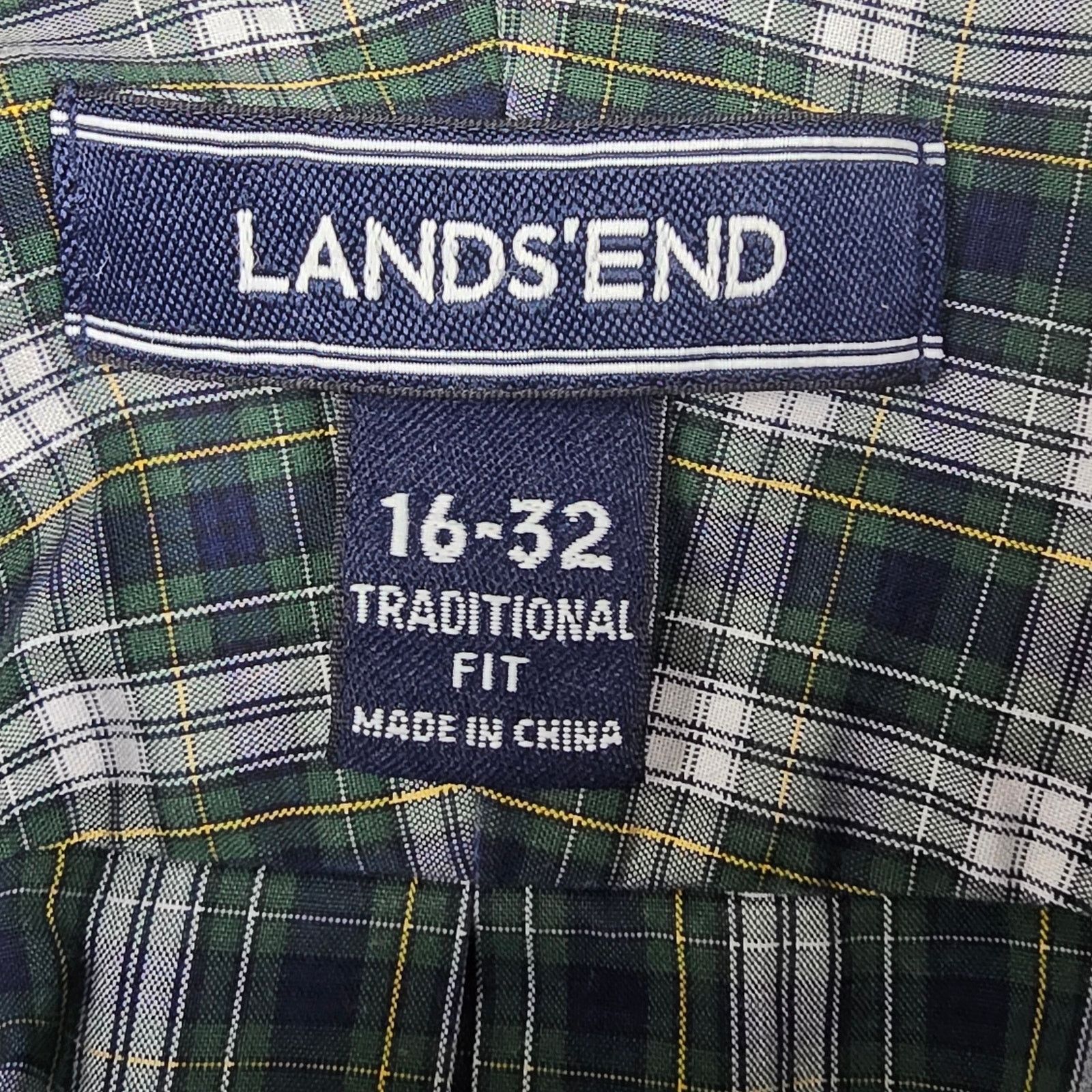 Lands' End Lands' End 16-32 Men Long Sleeve Checkered Button Down Shirt Size US L / EU 52-54 / 3 - 9 Thumbnail