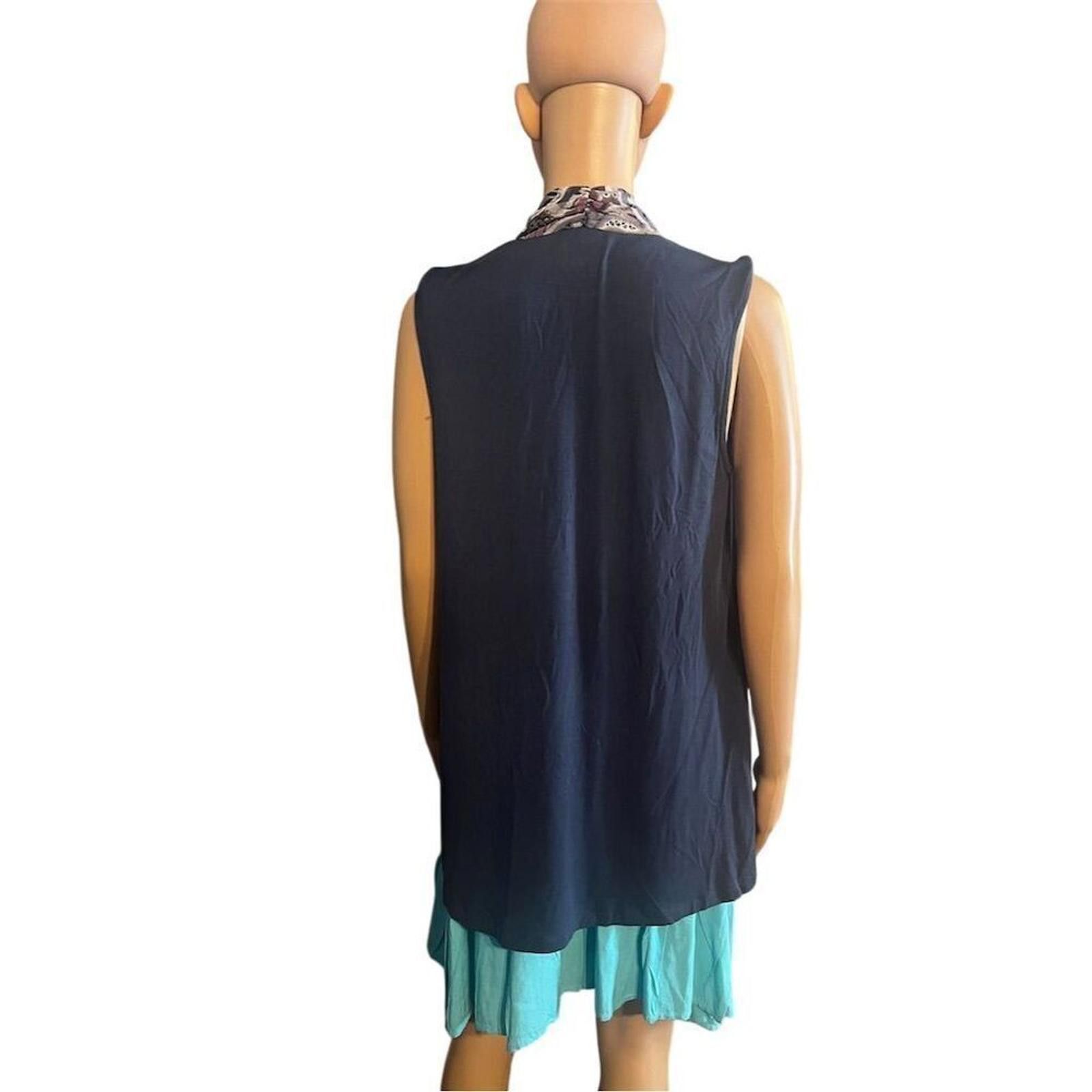 Other LOGO by Lori Goldstein S Blue Floral Vest Paisley Scarf Hem Size S / US 4 / IT 40 - 3 Thumbnail
