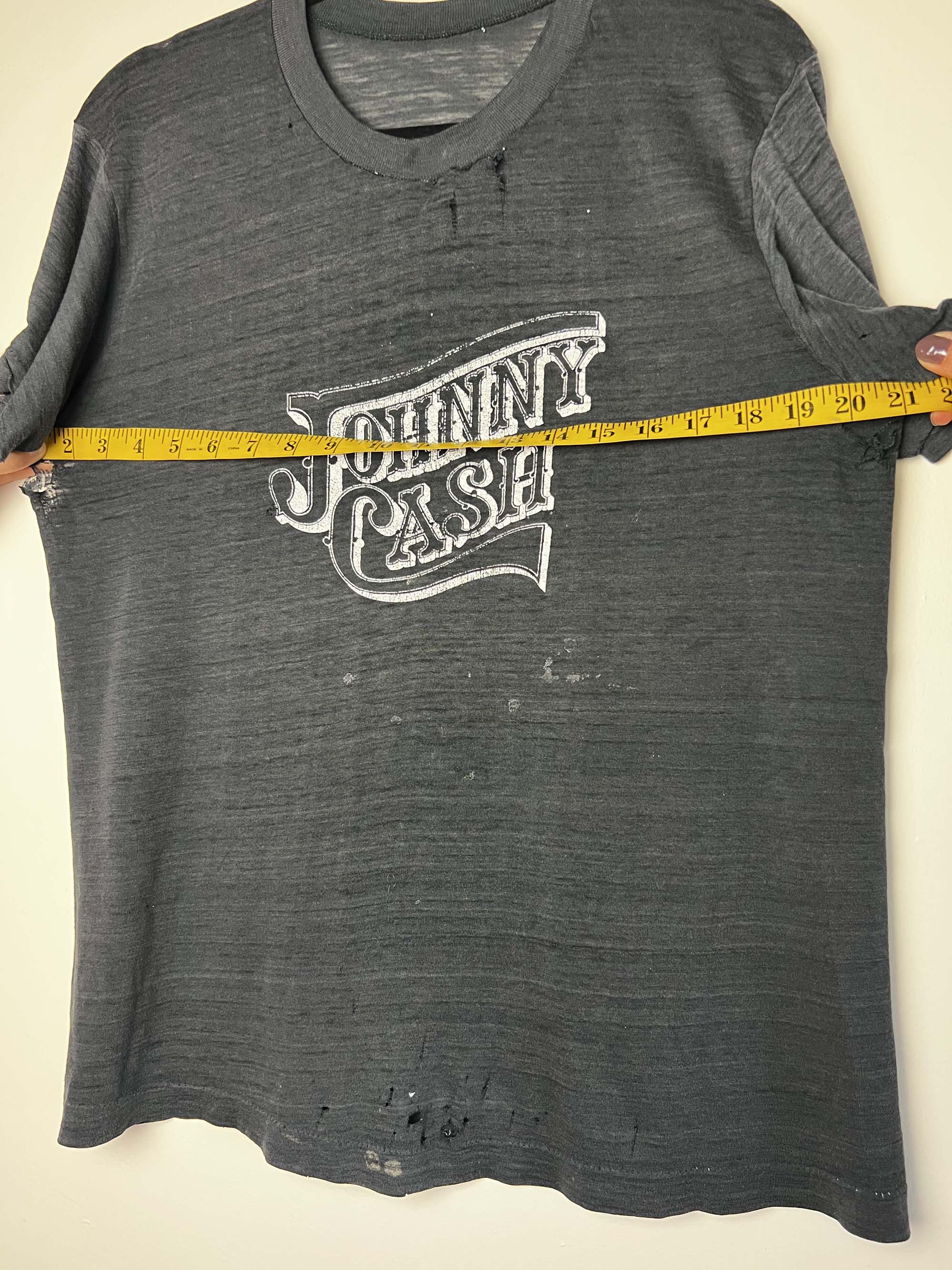 Vintage RARE Vintage 1980's Johnny Cash Ultra Thin T-Shirt Size US M / EU 48-50 / 2 - 12 Thumbnail