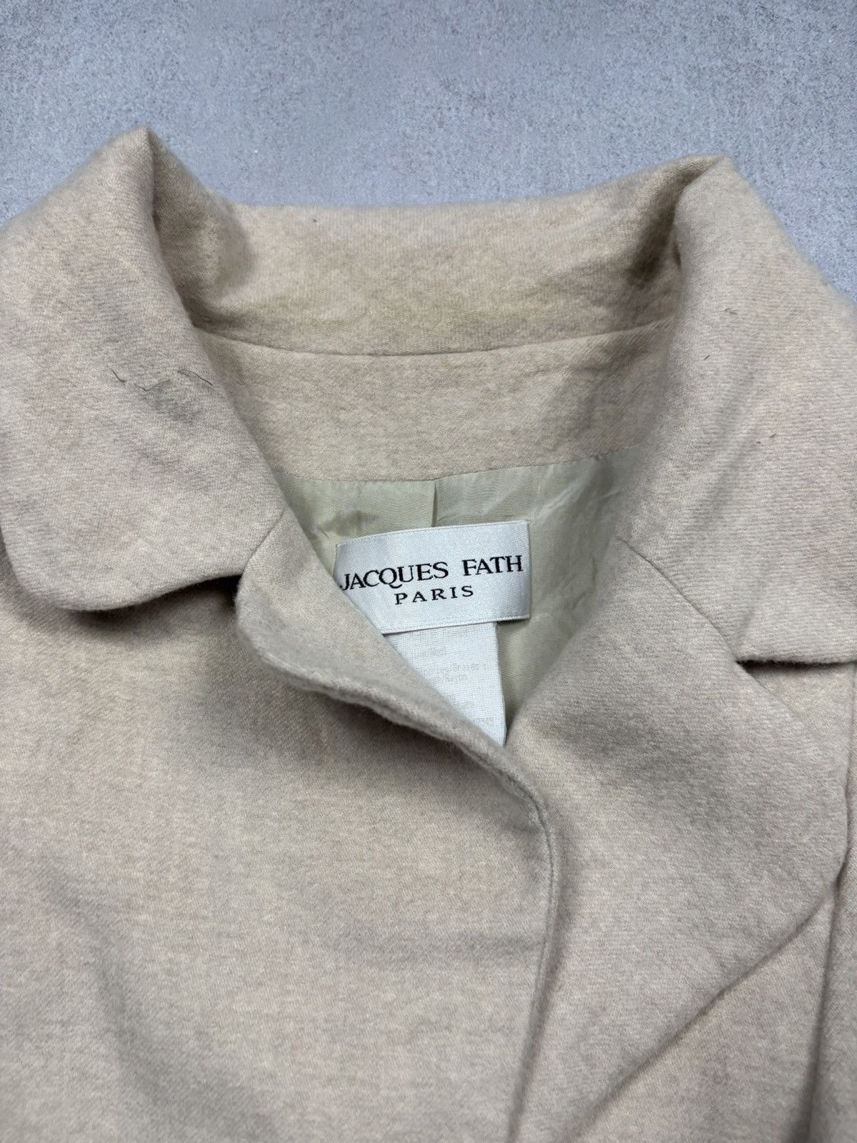 Other Jacques Fath Paris Beige Wool Tailored Blazer Coat Vintage Size L / US 10 / IT 46 - 7 Thumbnail