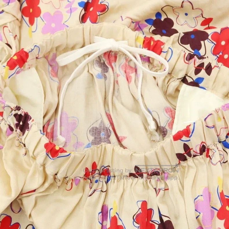 Comme des Garcons Comme Des Garcons size S Floral patterned long skirt, beig Size 23" - 5 Thumbnail