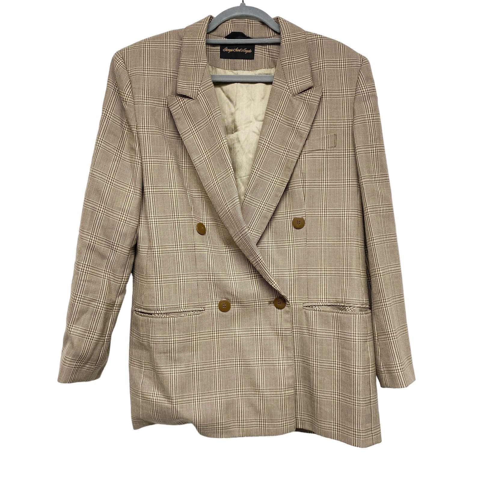 Vintage Vintage Giorgio Saint Angelo Houndstooth Plaid Wool Blazer Size XL / US 12-14 / IT 48-50 - 1 Thumbnail