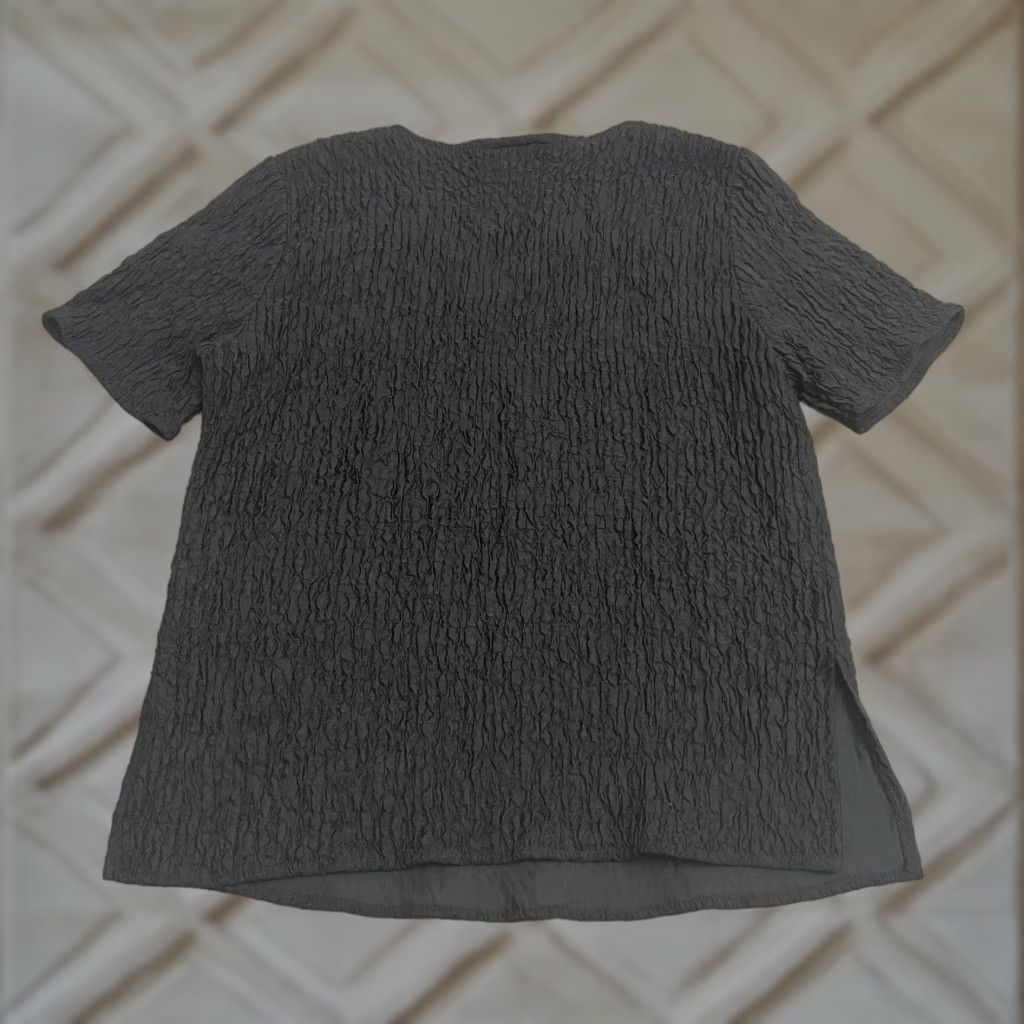 Vintage Notations Vintage Notations Shirt Women S Black Embroidered Textured Short Sleeve Casual Size S / US 4 / IT 40 - 1 Thumbnail