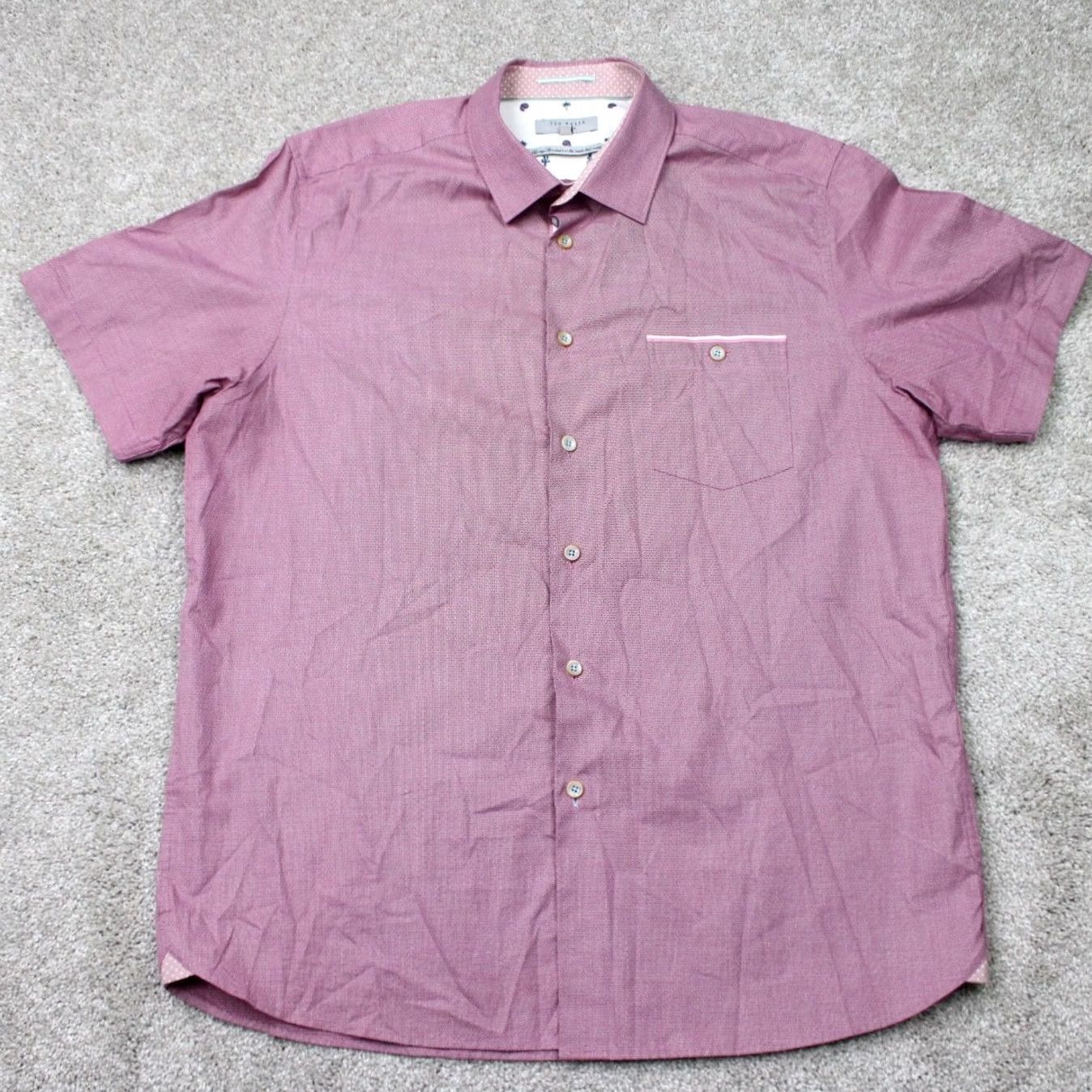 Ted Baker Ted Baker London Shirt Mens 2XL XXL Red 100% Cotton Short Sleeve Button Up Size US XXL / EU 58 / 5 - 2 Thumbnail