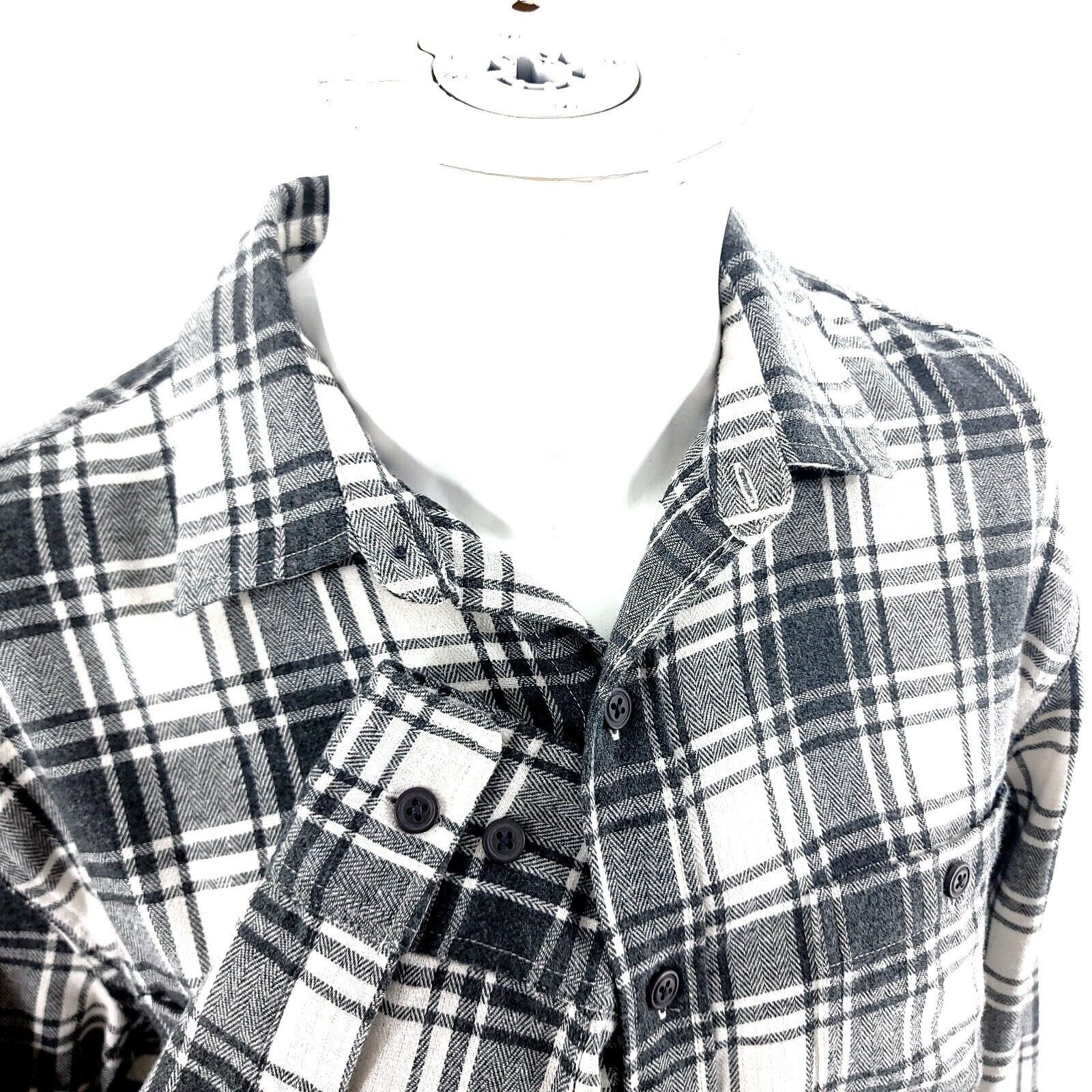 Designer Bixby Medium Slim Gray White Plaid Button Front Flannel Coll Size US M / EU 48-50 / 2 - 2 Thumbnail