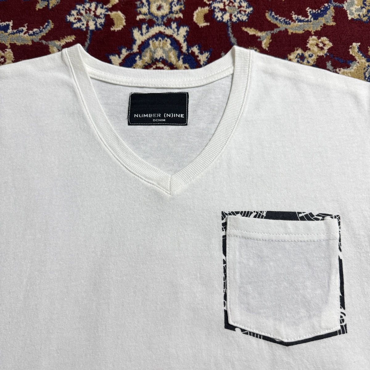 Number Nine Denim Music Notes Pocket Tee y2k Japanese Brand