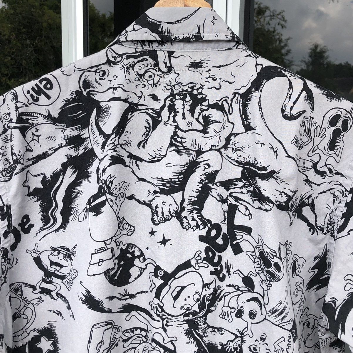 PPFM PPFM Mens Grey & Black All Over Printed Short Sleeve Shirt Size US M / EU 48-50 / 2 - 11 Thumbnail