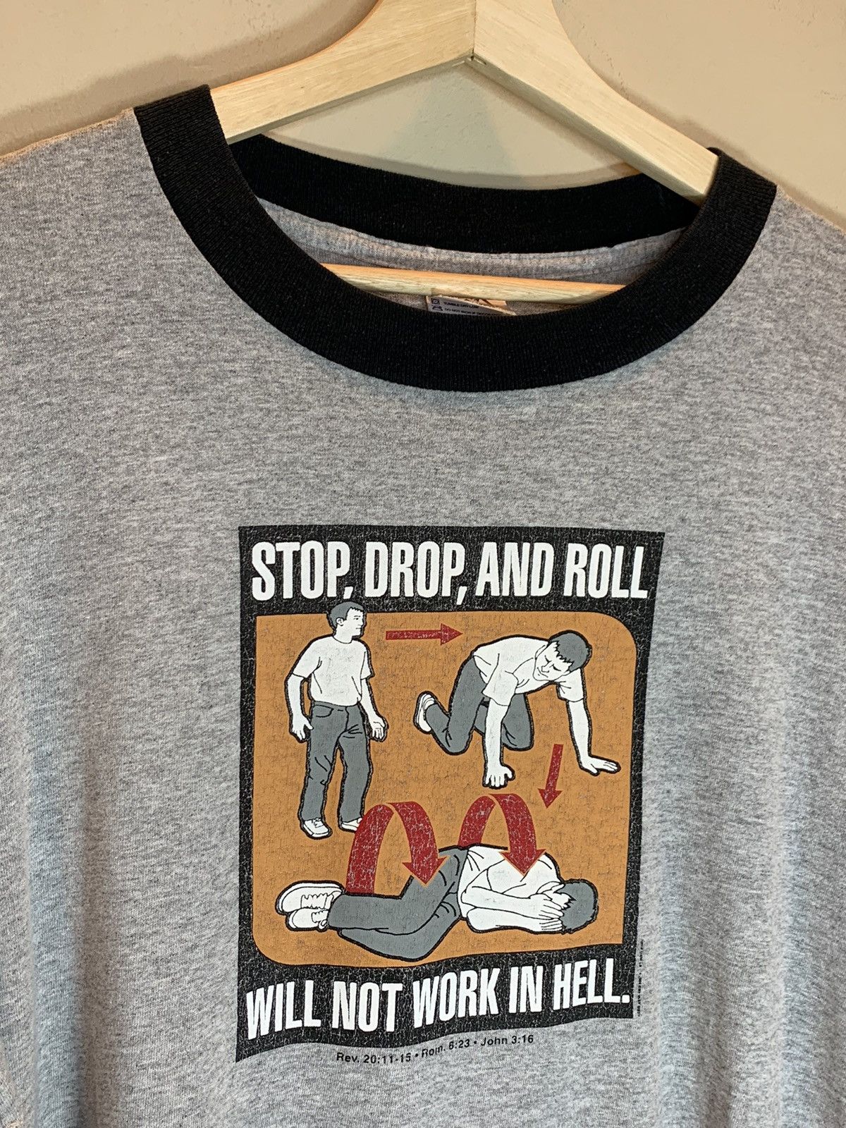 Vintage RARE* Vintage 90’s Stop Drop & Roll Won’t Work In Hell Shirt Size US XXL / EU 58 / 5 - 2 Thumbnail