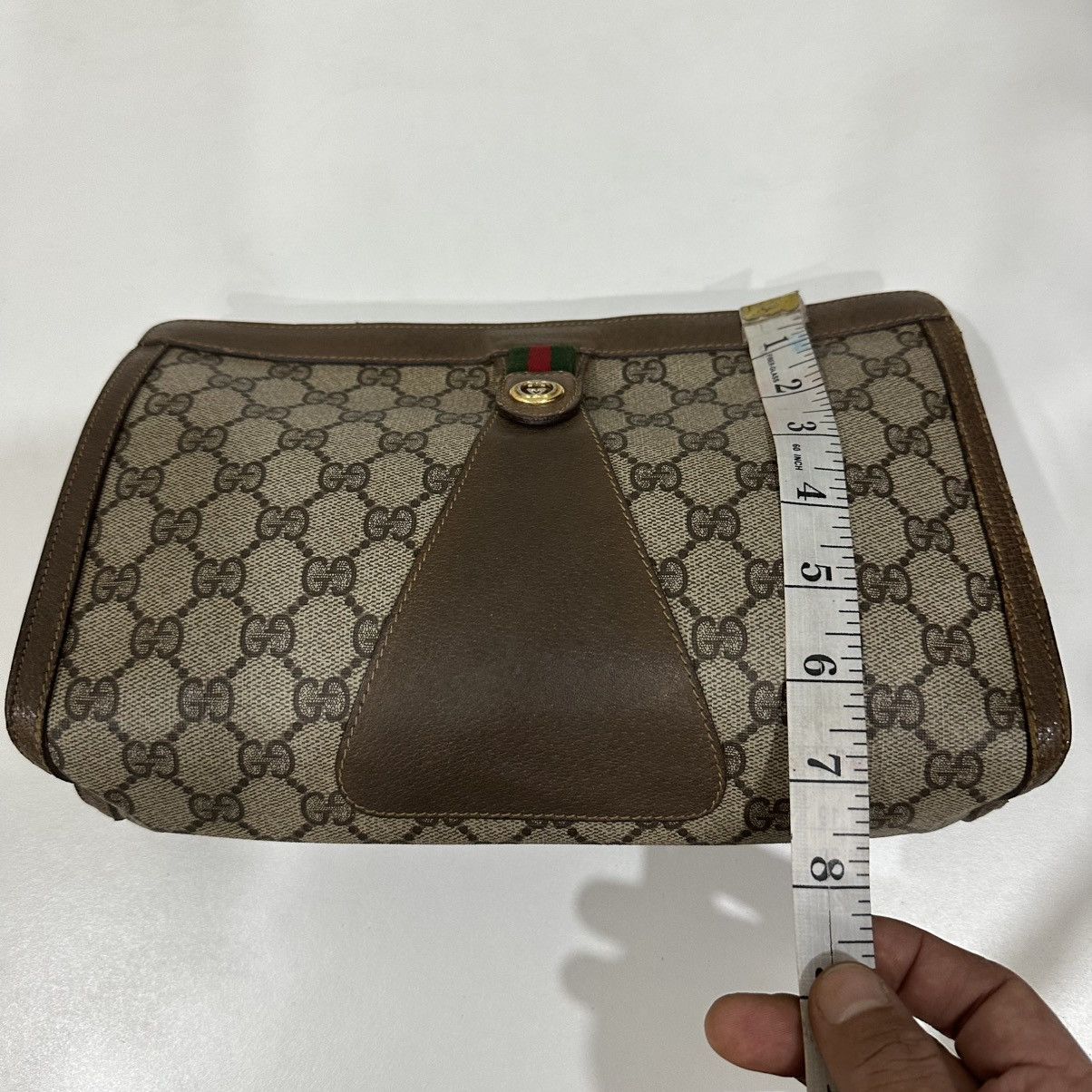 Gucci ‼️YES‼️ VINTAGE GUCCI GG SUPREME WEB POUCH CLUTCH BAG Size ONE SIZE - 7 Thumbnail