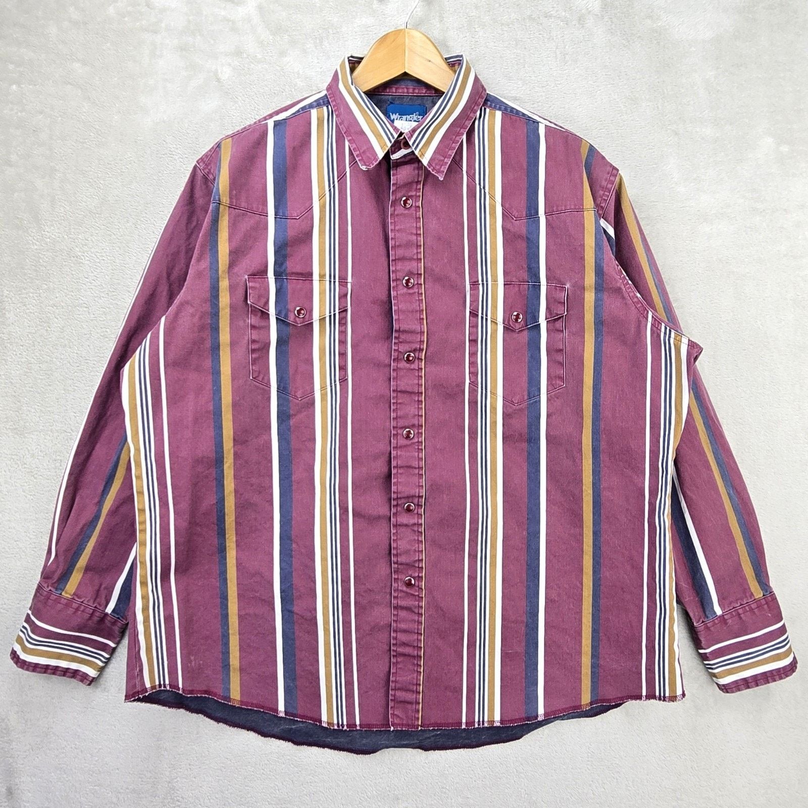 Wrangler Vintage Wrangler Brushpopper Shirt Men XL Stripe Pearl Snap Size US XL / EU 56 / 4 - 1 Thumbnail