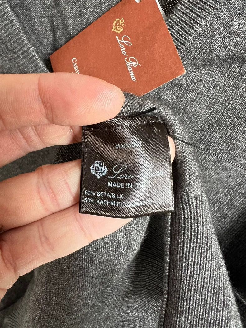 Loro Piana LORO PIANA Gray silk cashmere blended v-neck sweater Size US L / EU 52-54 / 3 - 4 Thumbnail