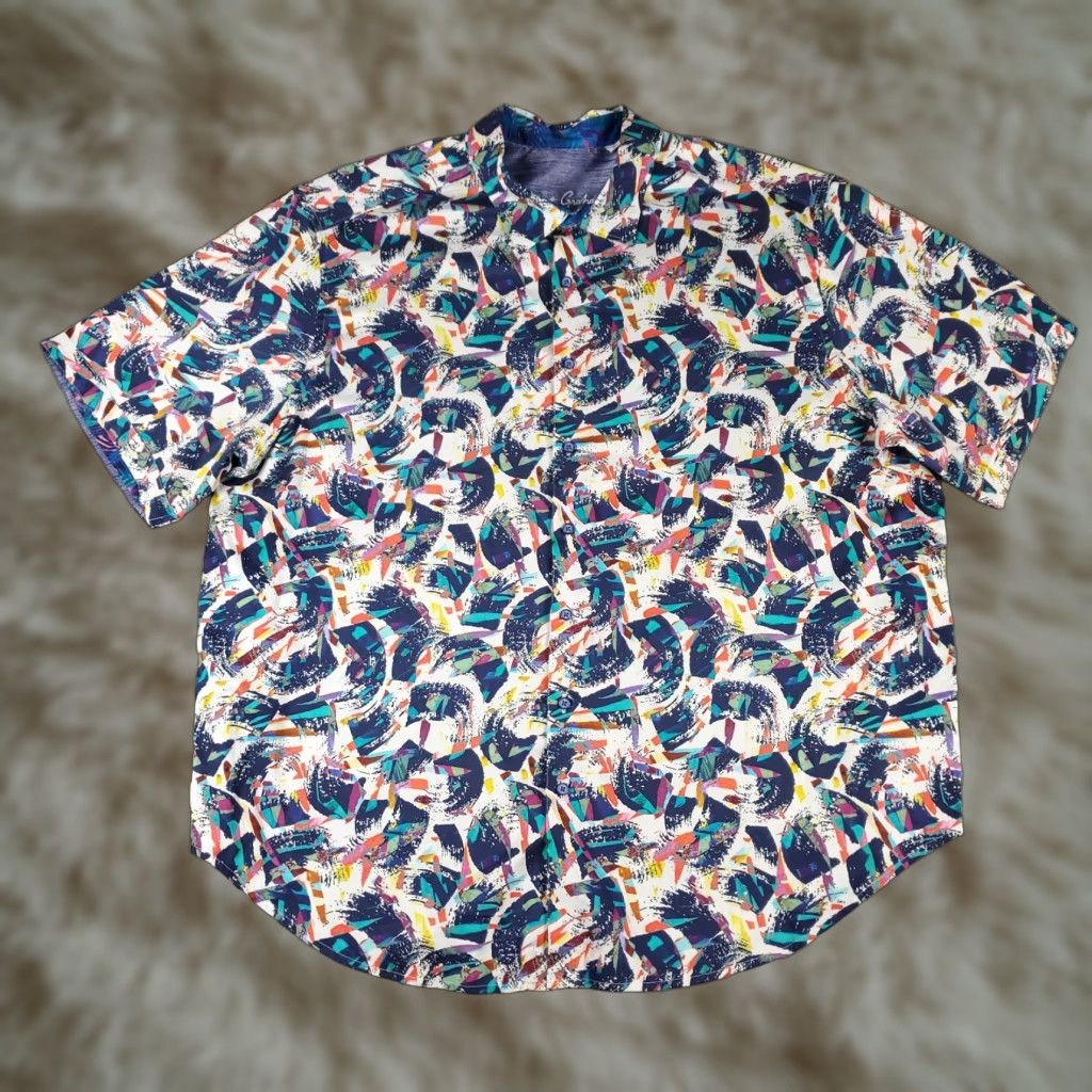 Robert Graham Robert Graham Shirt Mens 2XL Blue White Abstract Button Up Short Sleeve Size US XXL / EU 58 / 5 - 1 Thumbnail