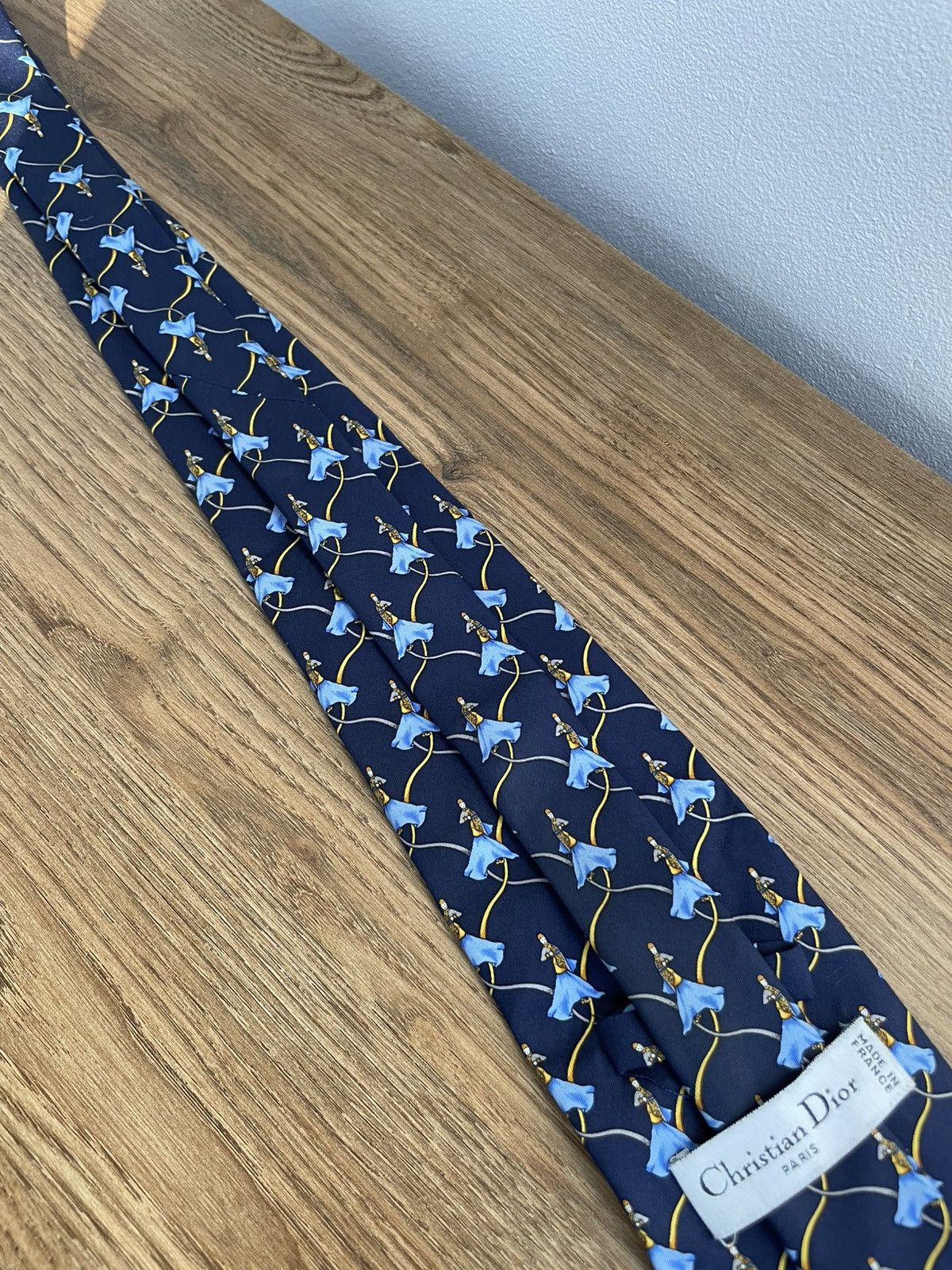 Christian Dior Monsieur Christian Dior Silk Tie Patterned Vintage Blue Gold Luxury Size ONE SIZE - 7 Thumbnail
