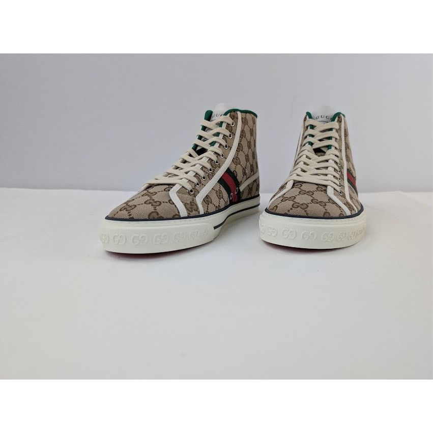 Gucci o1rshd1 Tennis 1977 Canvas High-Top Sneakers in Beige Ebony Size US 11 / EU 44 - 8 Thumbnail