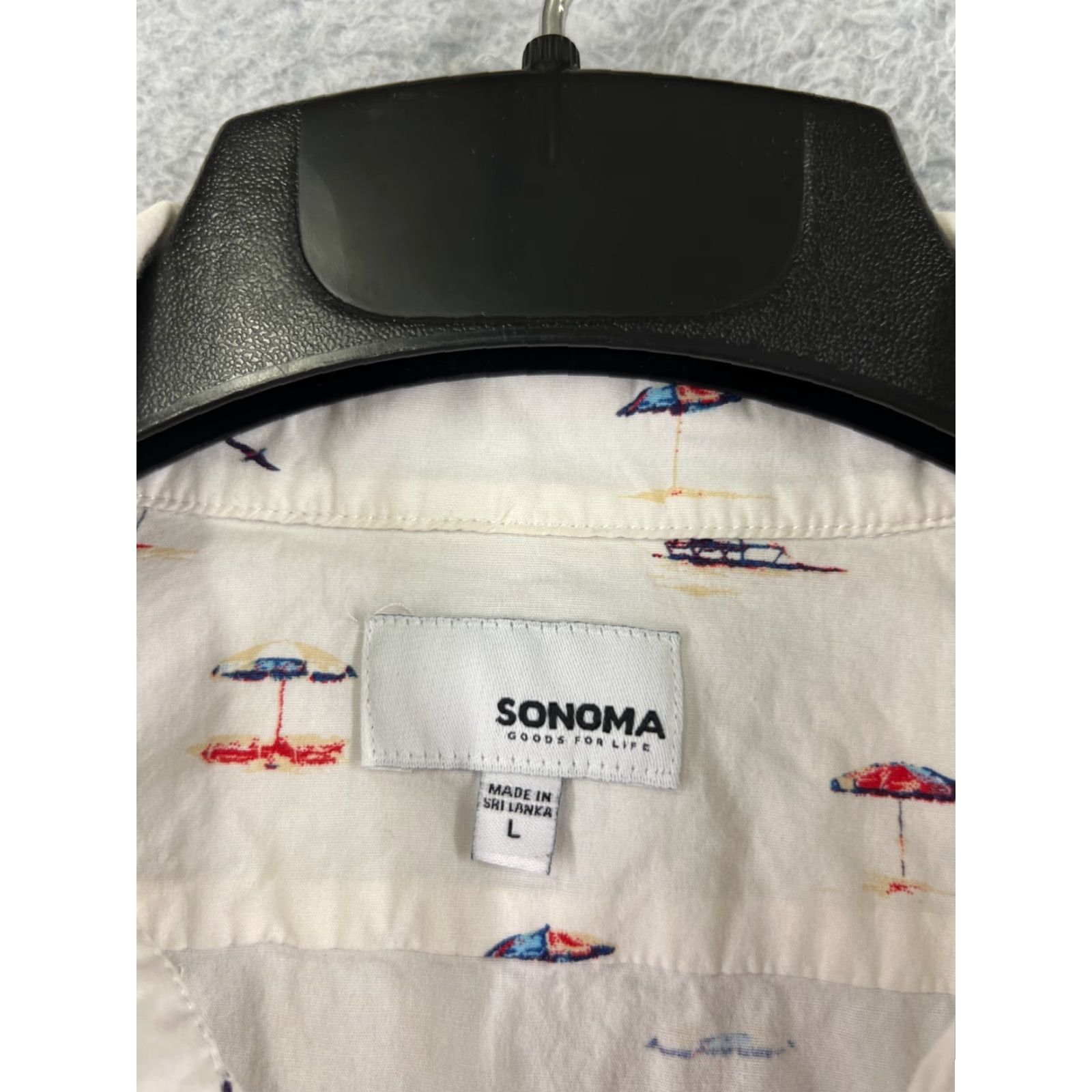 Vintage Sonoma Shirt Adult Large White Beach Umbrella All Over Print Button Up Cotton Mens Size US L / EU 52-54 / 3 - 7 Thumbnail