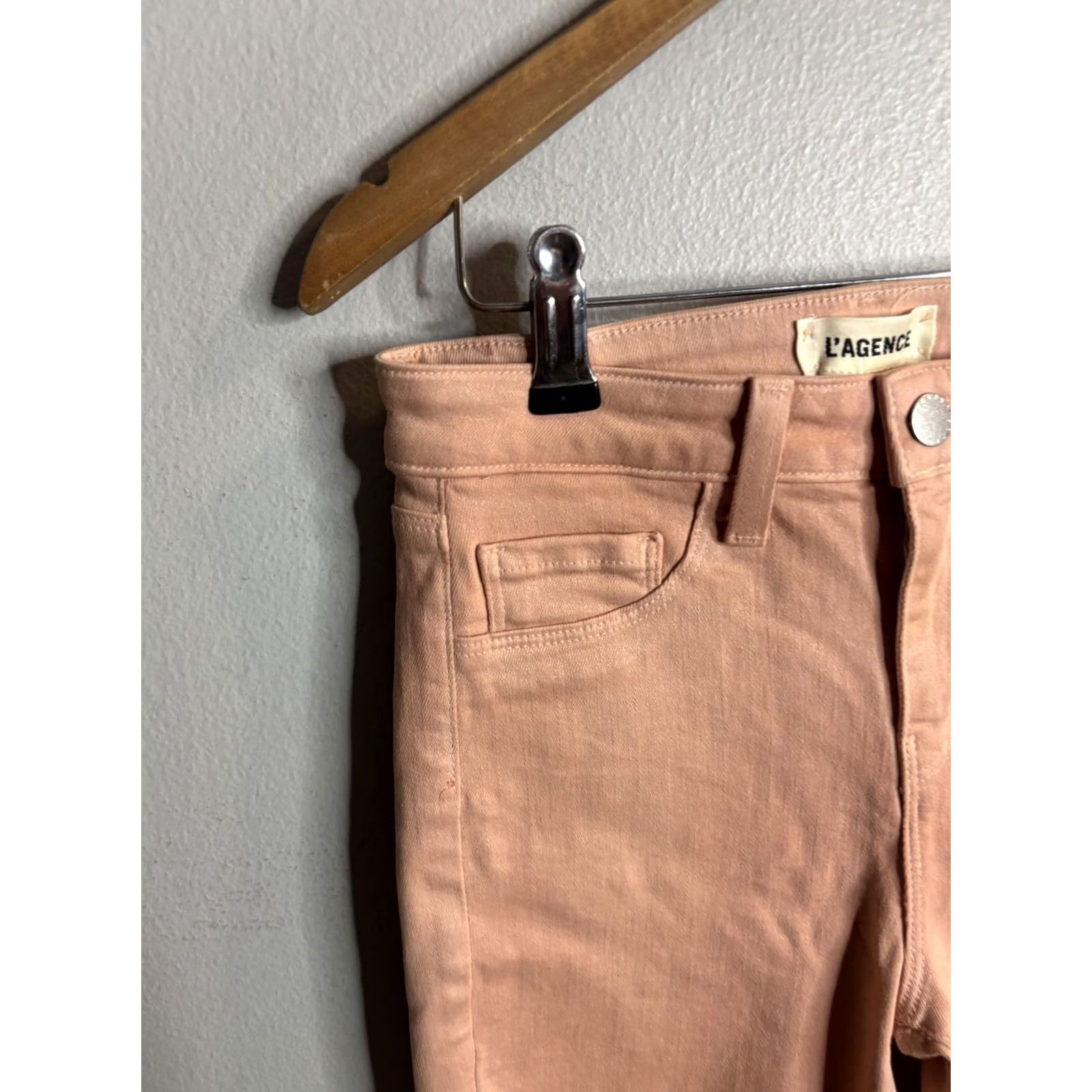 L'AGENCE L'Agence Jeans Womens Pink Skinny Stretch Light Wash Denim Ankle Pants USA Size 42" / US 20 - 2 Thumbnail