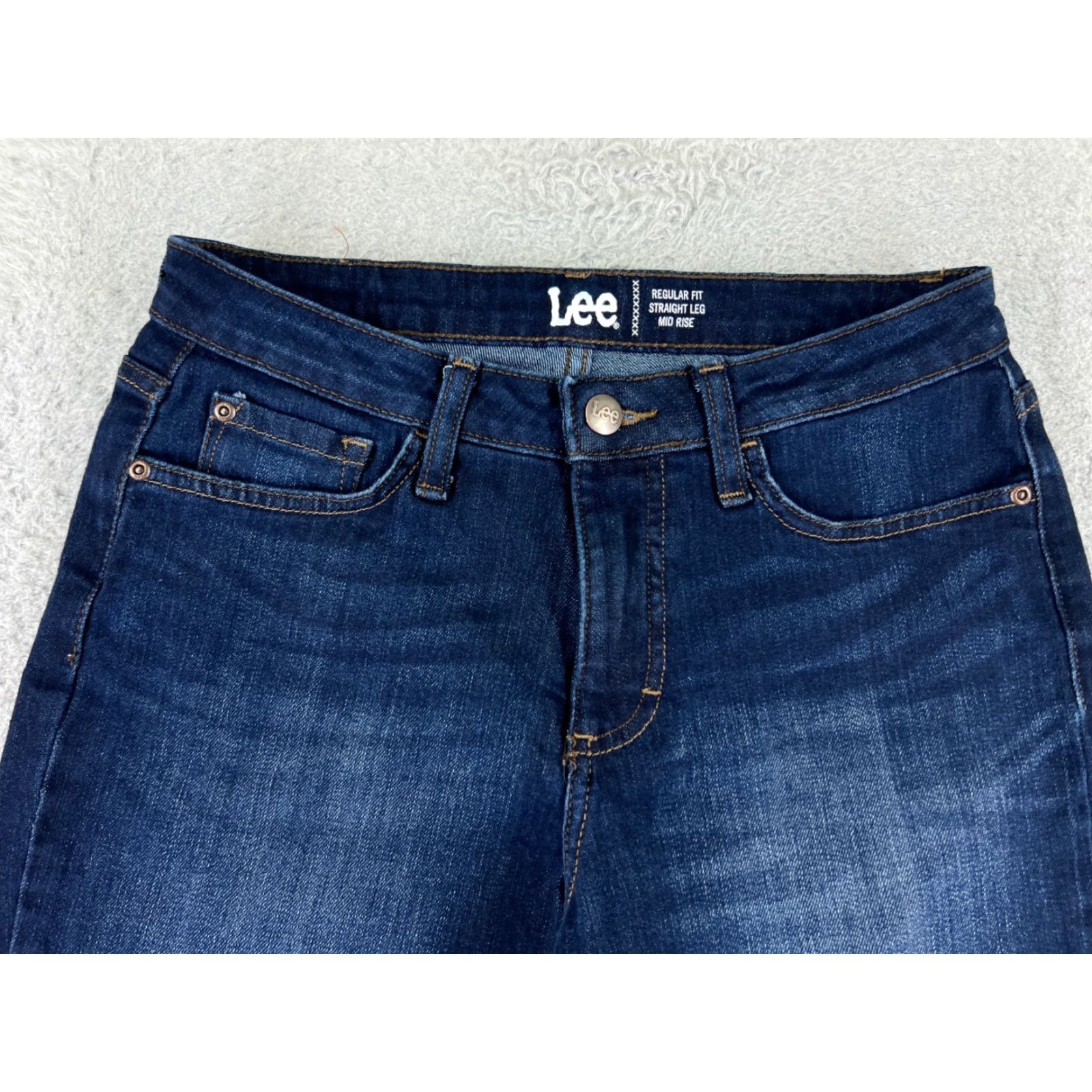 Lee Lee Blue Denim Jeans Regular Womens 26x28 4 Straight Leg Dark Wash Cotton 5-Pocket Designer American Size 27" / US 4 / IT 40 - 4 Thumbnail