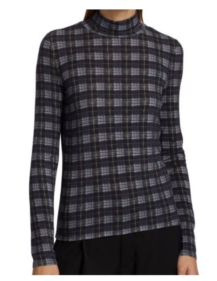 Vince VINCE Plaid Printed Long Sleeve Turtleneck Shirt Size M / US 6-8 / IT 42-44 - 3 Thumbnail