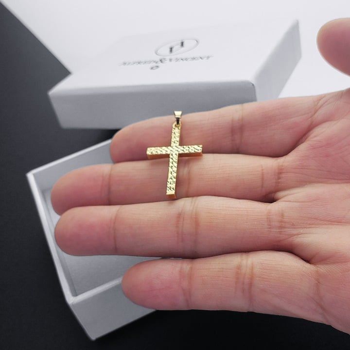 Other Latin Cross D-Cut Pave Crucifix Real 14k Yellow Gold Pendant Size ONE SIZE - 3 Thumbnail