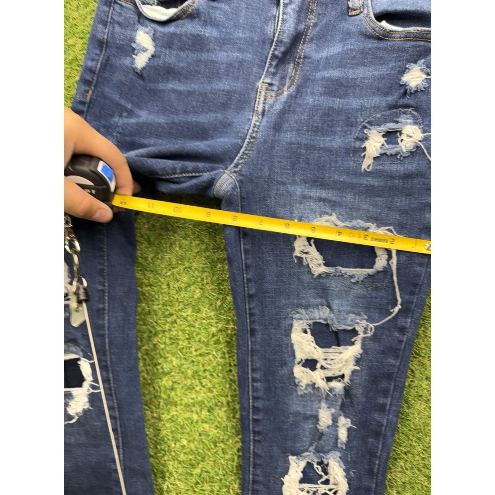 Vintage VINTAGE Judy Blue Skinny Jeans Womens 28 Dark Wash Distressed Mid Rise Slim Fit 28" Inseam Denim Size 28" / US 6 / IT 42 - 4 Thumbnail