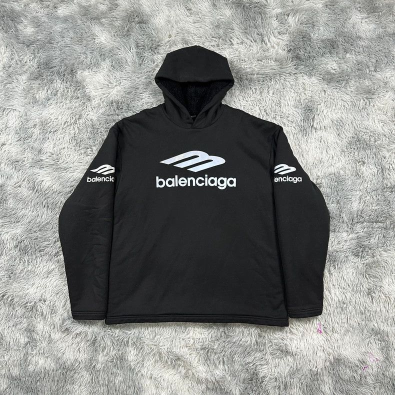 Balenciaga Balenciaga Reflective Logo Fleece Hoodie-yf Size US M / EU 48-50 / 2 - 1 Thumbnail
