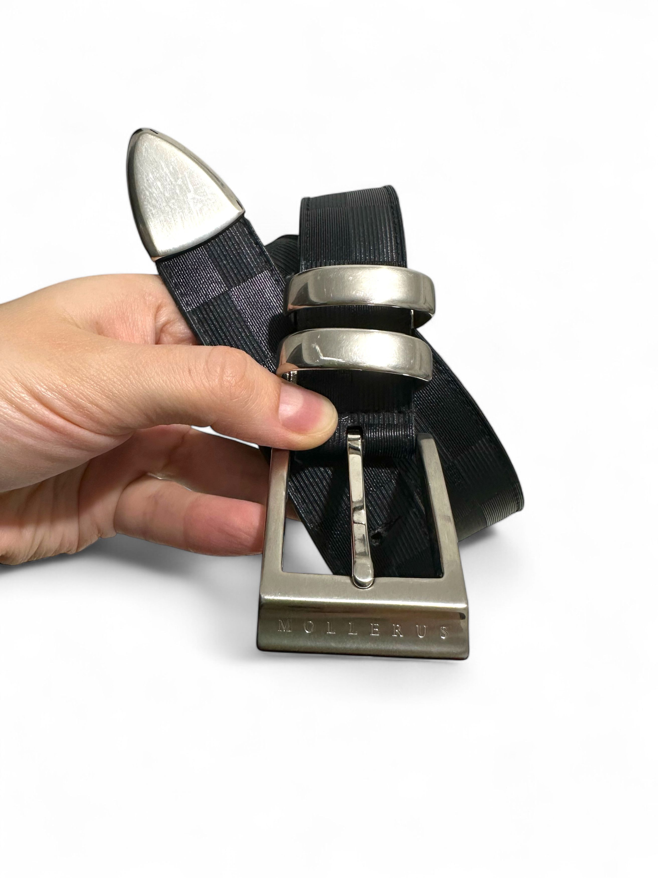 Maison Mollerus × Vintage Vintage Maison Mollerus Leather Black Belt S-M Size ONE SIZE - 4 Thumbnail