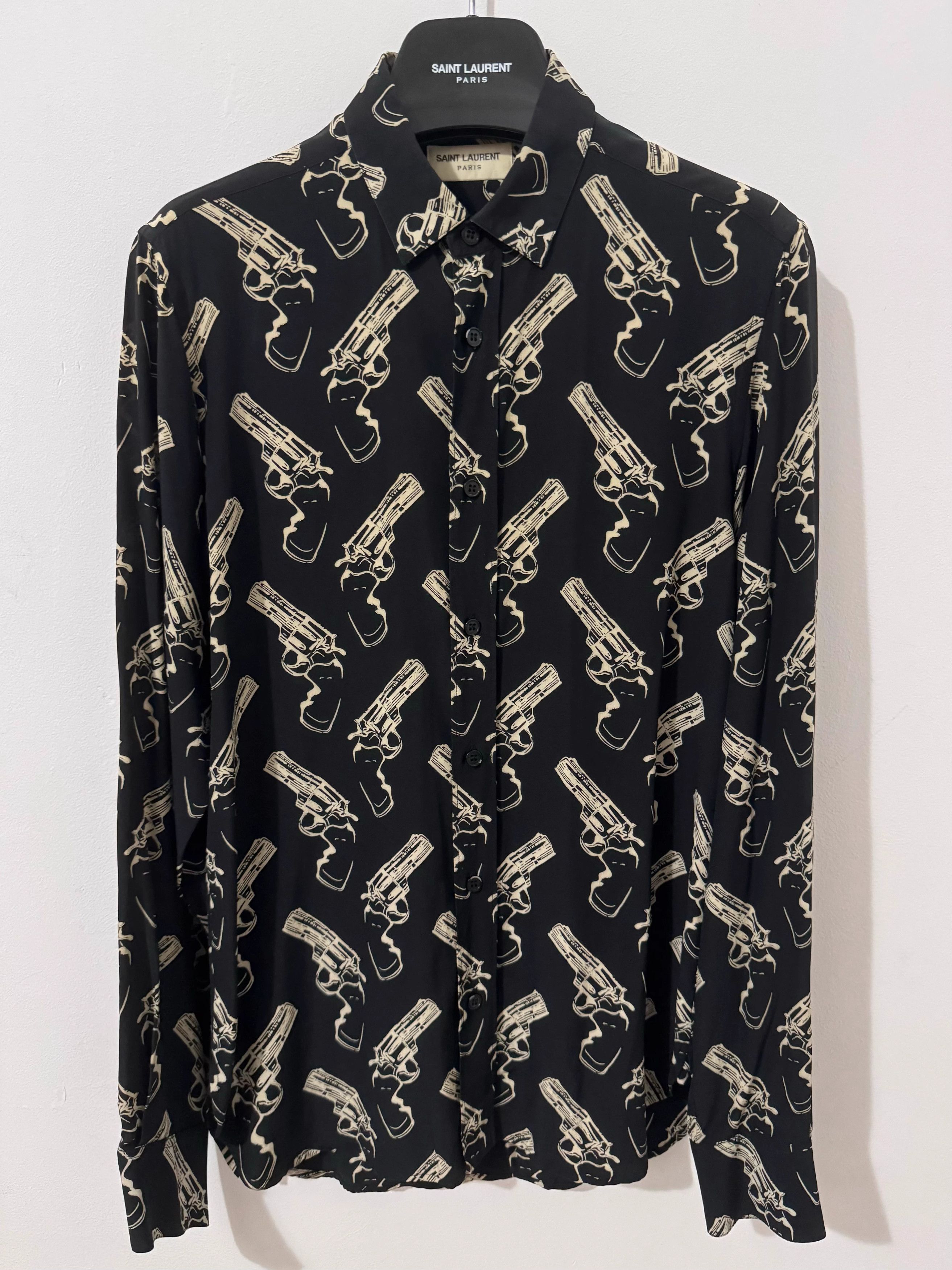Saint Laurent Paris Saint Laurent All-Over Print Pistol Revolver Shirt Size US S / EU 44-46 / 1 - 1 Thumbnail