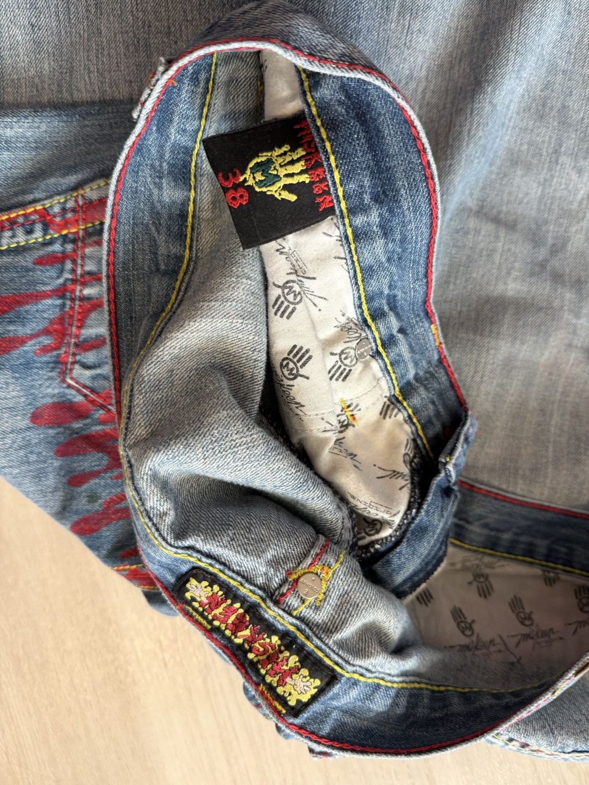 Mishka Vintage Miskeen Denim Shorts Sz 38 Bloody Pockets Zombie Size US 38 / EU 54 - 9 Thumbnail