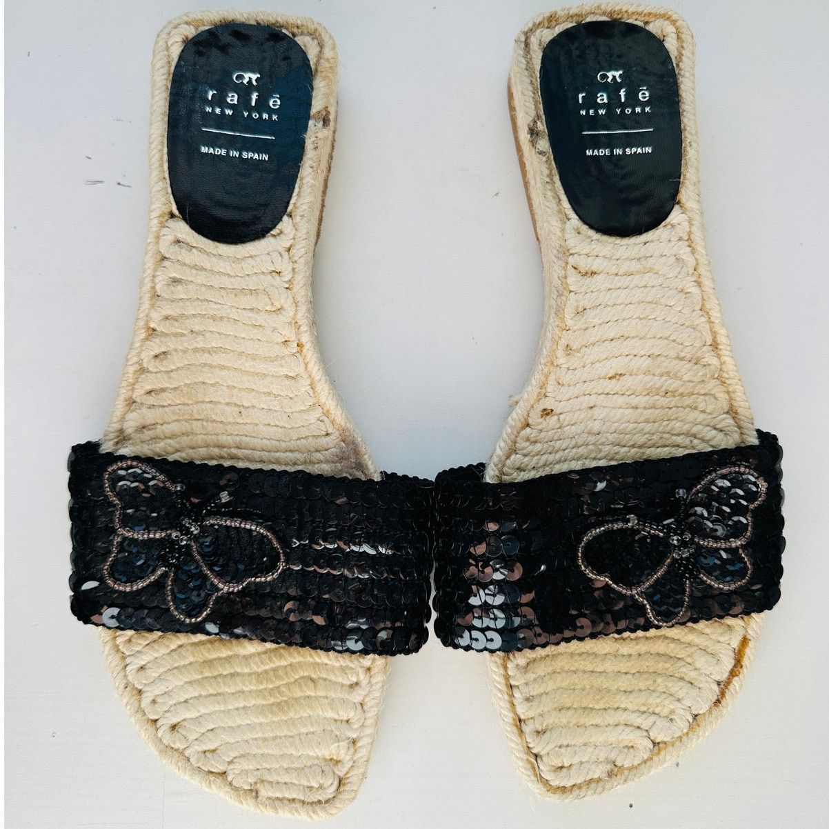 Other Rafe NY Black Sequin Butterfly Espadrille Sandal 38 / 7.5 Size US 7.5 / IT 37.5 - 3 Thumbnail