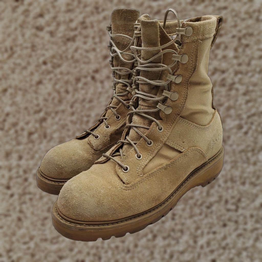 Vintage Bates Combat Boots Size 6 W Suede Gore-tex US Military Army Tan Tactical Lace Up Boots Mens Army Combat 6 W Suede Leather Shoes Size US 6 / EU 39 - 1 Thumbnail