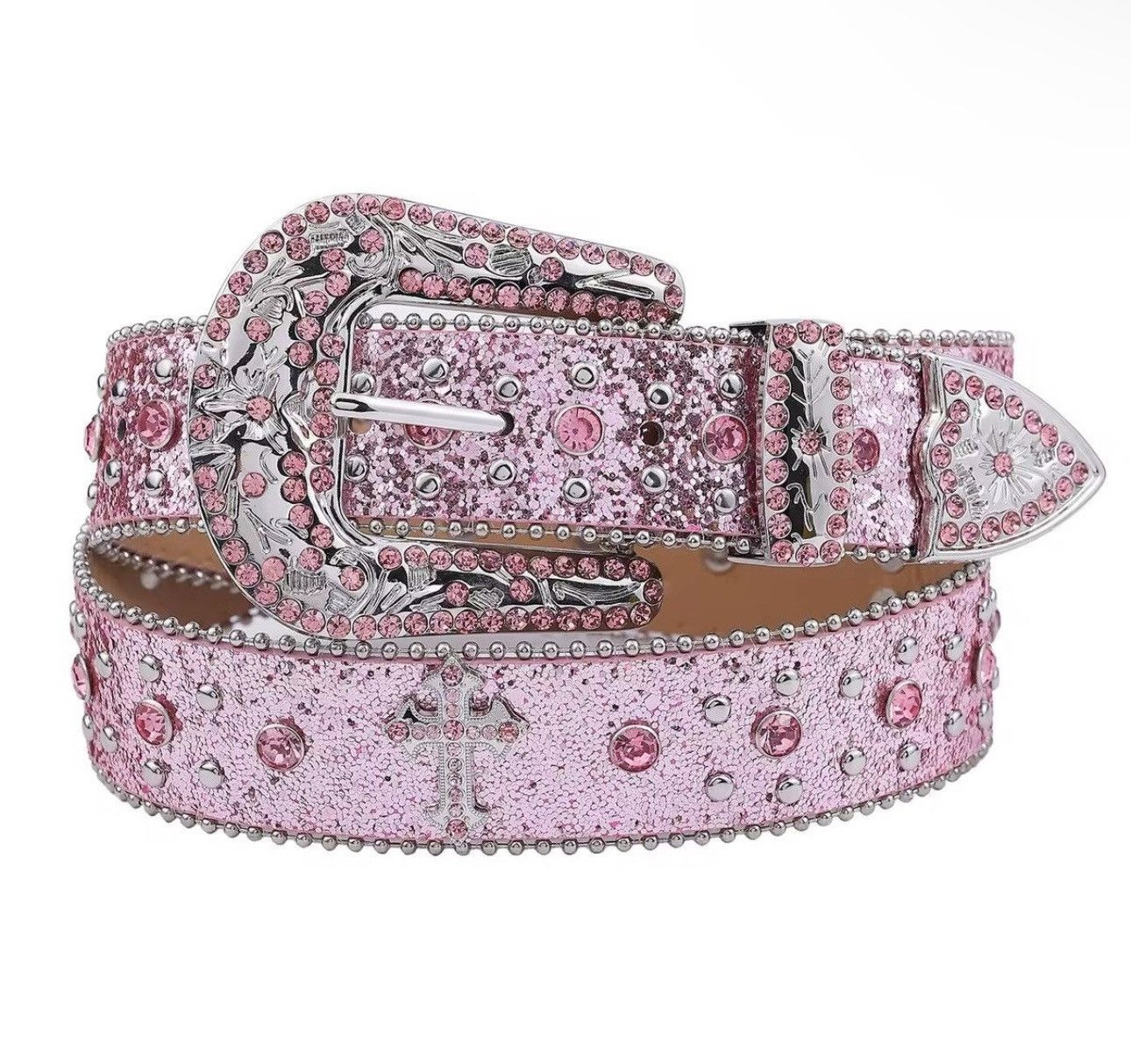 Other Rhinestone Gothic Punk Pink Skulls Cross Belt Size ONE SIZE - 2 Thumbnail