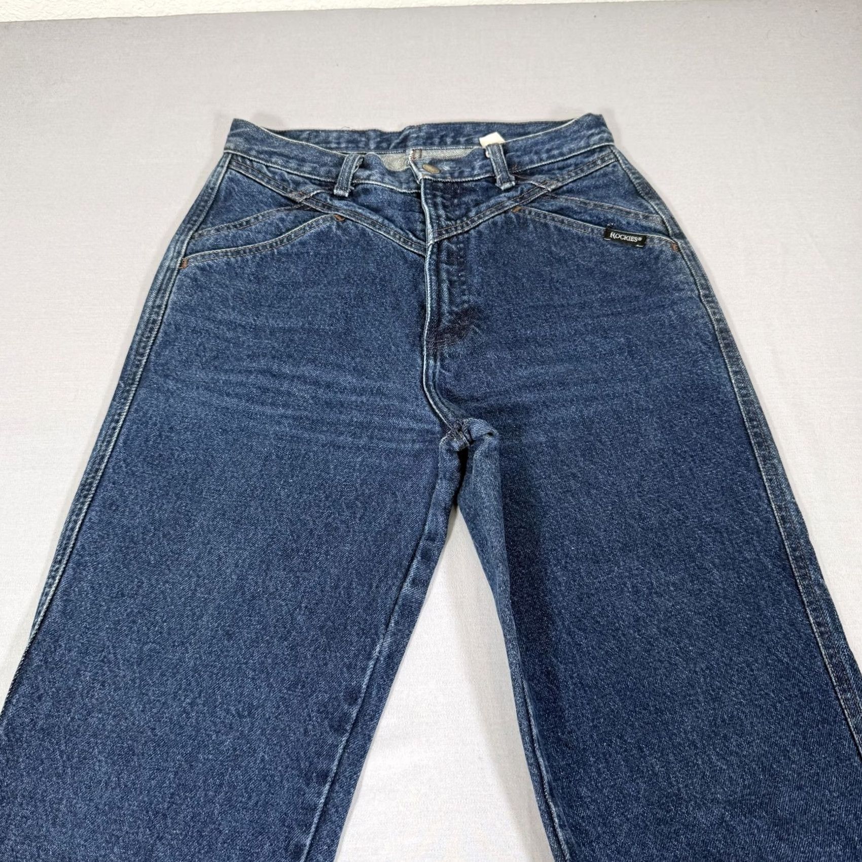 Vintage VINTAGE Rockies Jeans Women 9 Blue Denim Pants 90s Western High Rise Slim Tapered Mid Wash Size 30" / US 8 / IT 44 - 2 Thumbnail