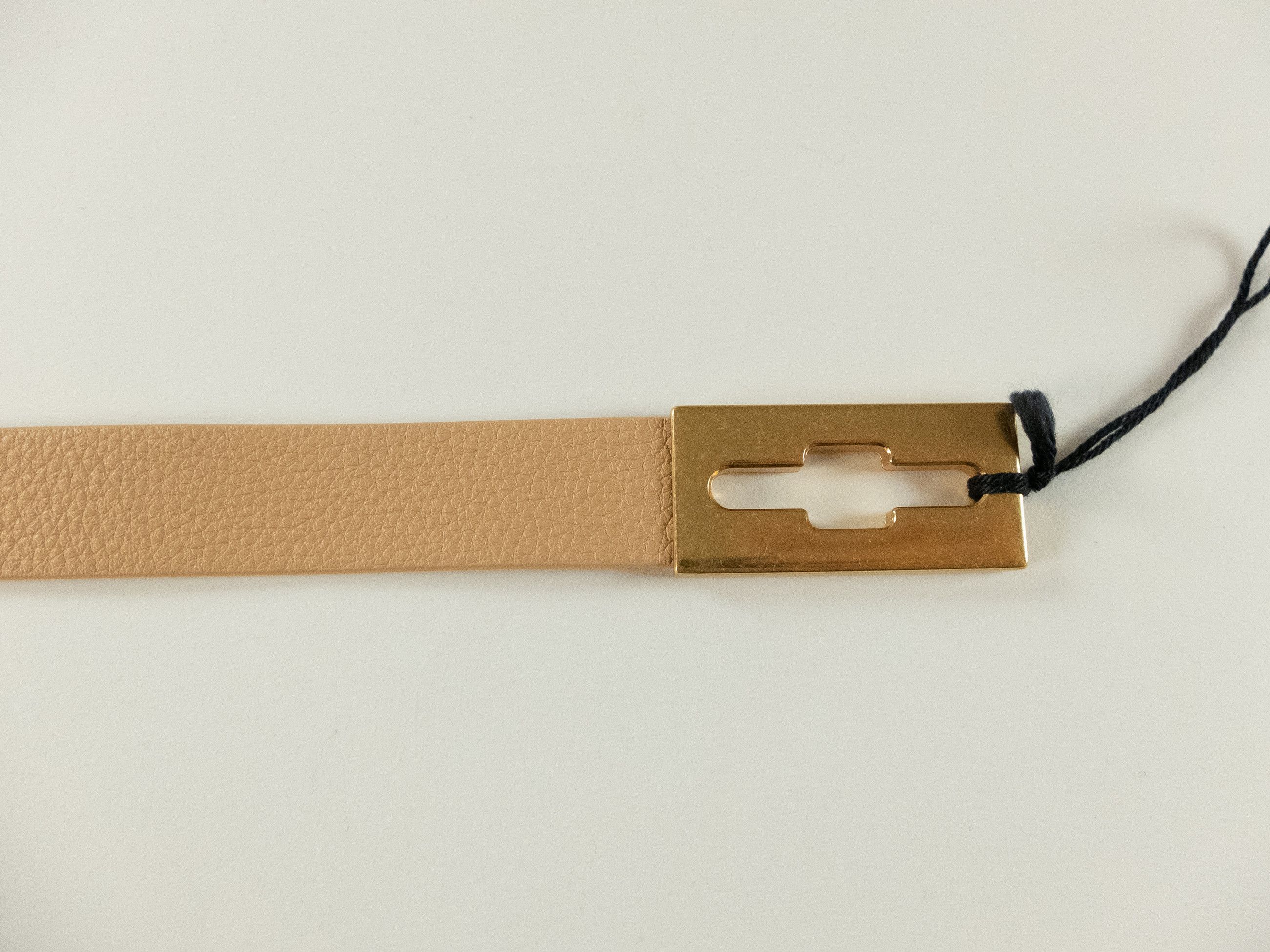 Bottega Veneta BOTTEGA VENETA Point Lock almond beige triangle leather belt Size ONE SIZE - 6 Thumbnail