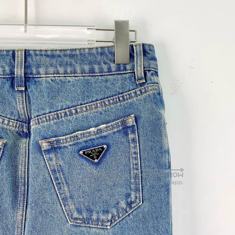 Prada Prada Blue triangle colour cotton washed denim skirt Size 25" / US 0 / IT 36 - 5 Thumbnail