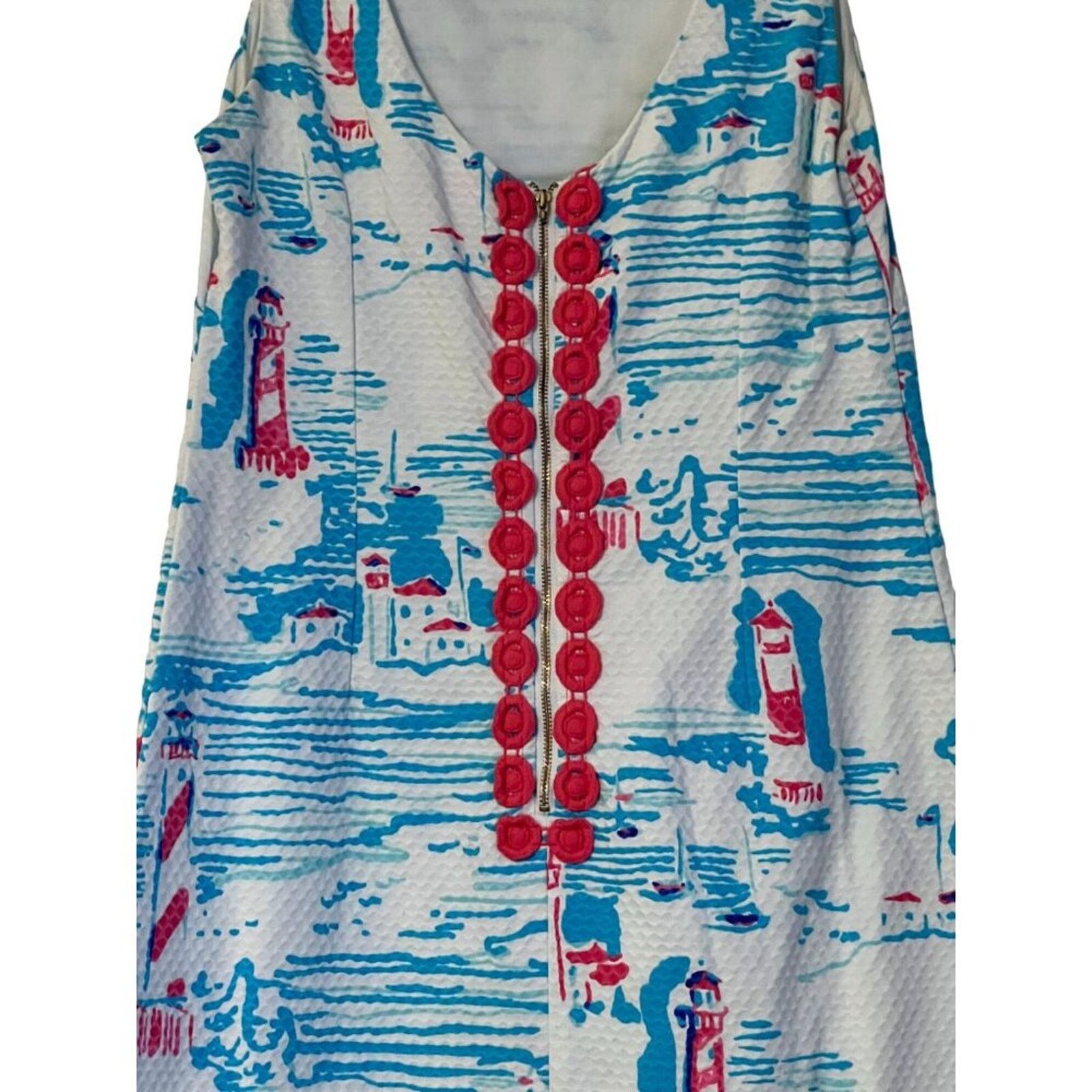 Lilly Pulitzer Lilly Pulitzer Delia Shift Dress Pique Knit Resort White 6 Size M / US 6-8 / IT 42-44 - 4 Thumbnail