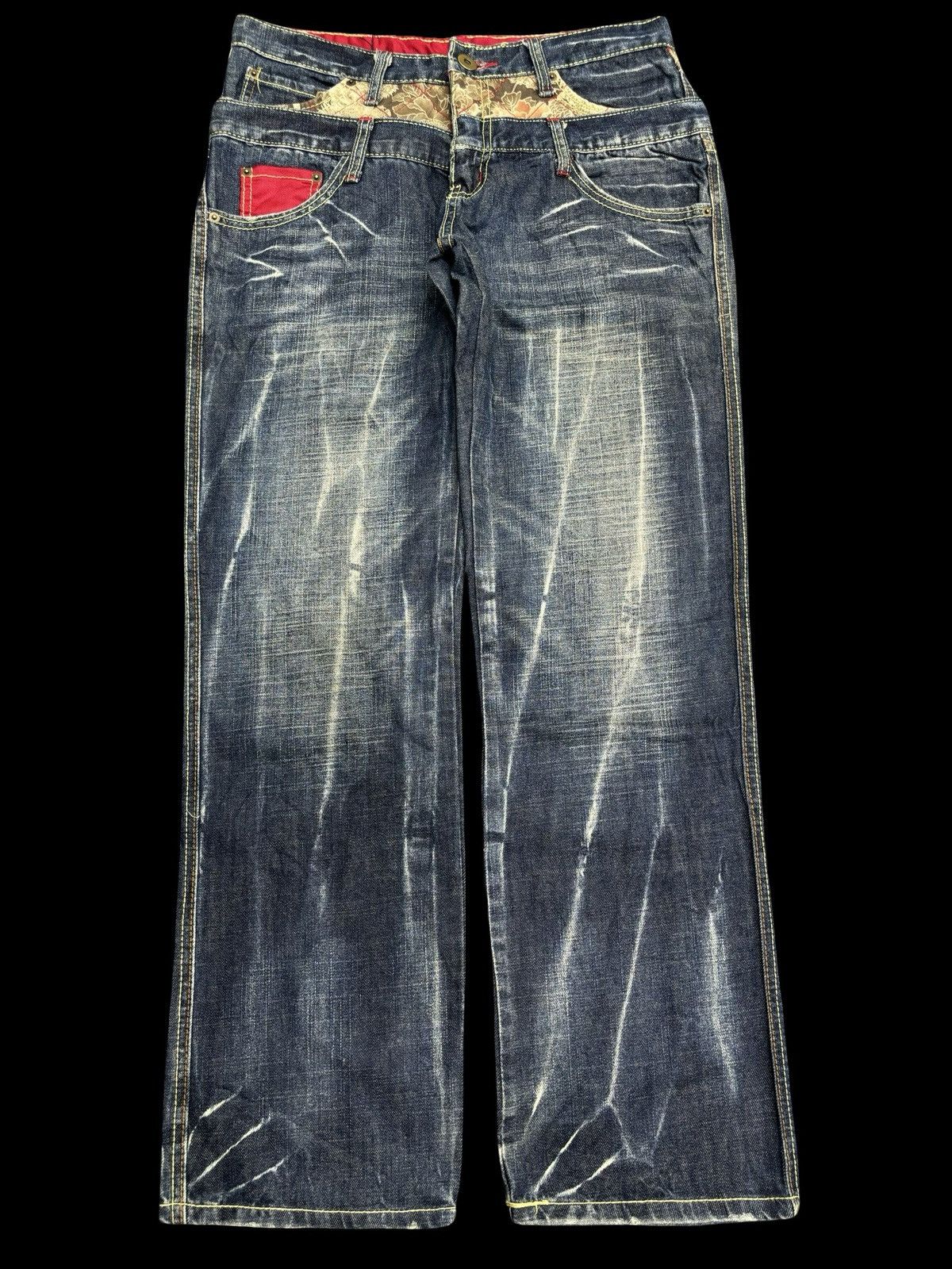 Japanese Brand × Seditionaries 💥Double Waist💥Floral Motives Slash Fades Denim F539 Size US 32 / EU 48 - 2 Thumbnail
