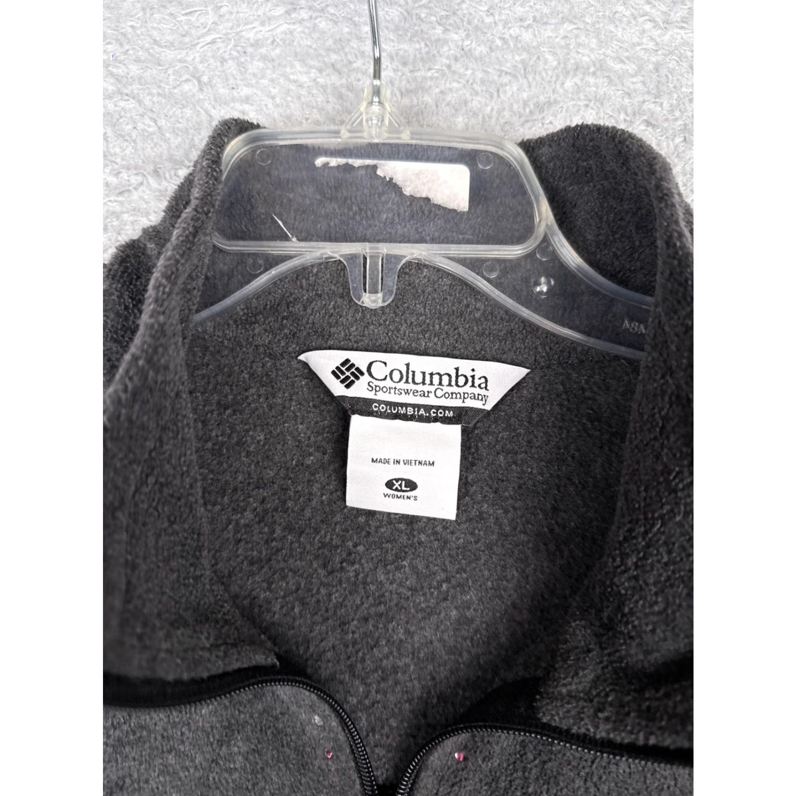 Pinko Columbia Jacket Women XL Gray Full Zip Rhinestone Cross Heart Pink Ribbon Fleece Size XL / US 12-14 / IT 48-50 - 7 Thumbnail