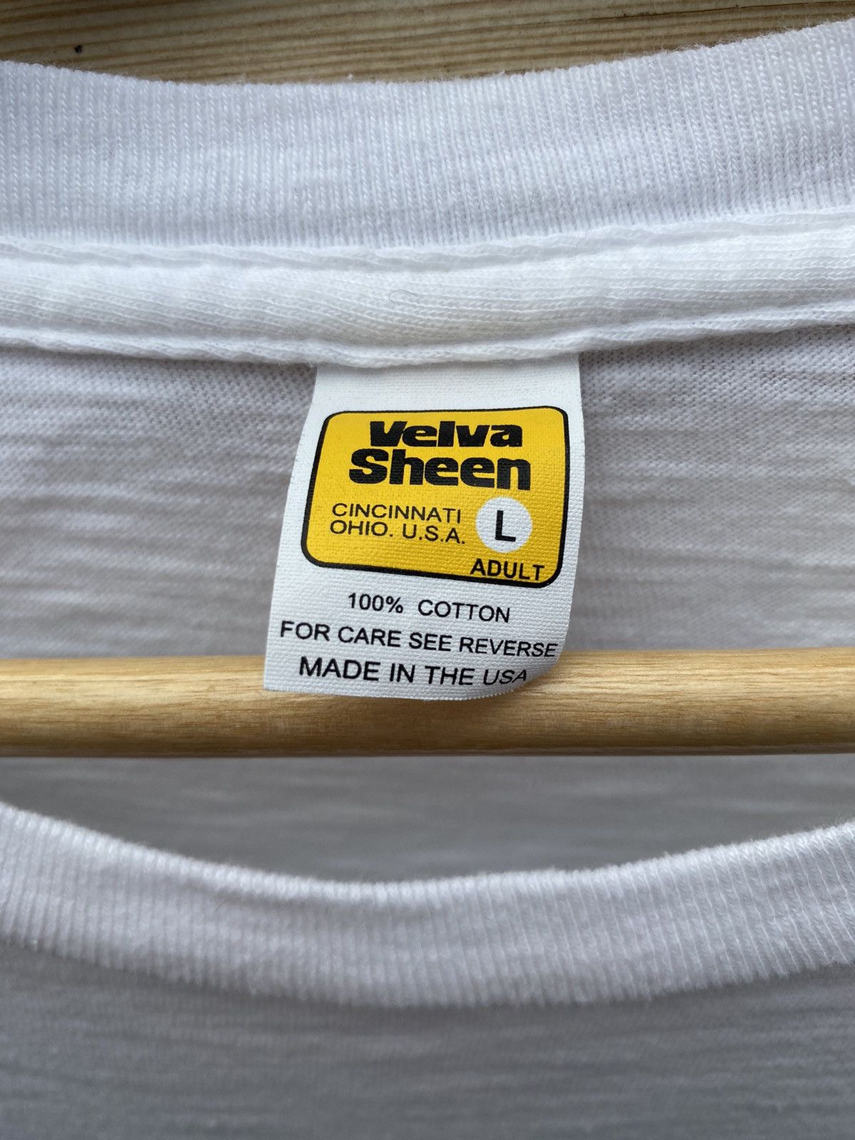 Velva Sheen × Vintage Velva Sheen White Slub Tee – Made in USA – Size L Size US L / EU 52-54 / 3 - 3 Thumbnail