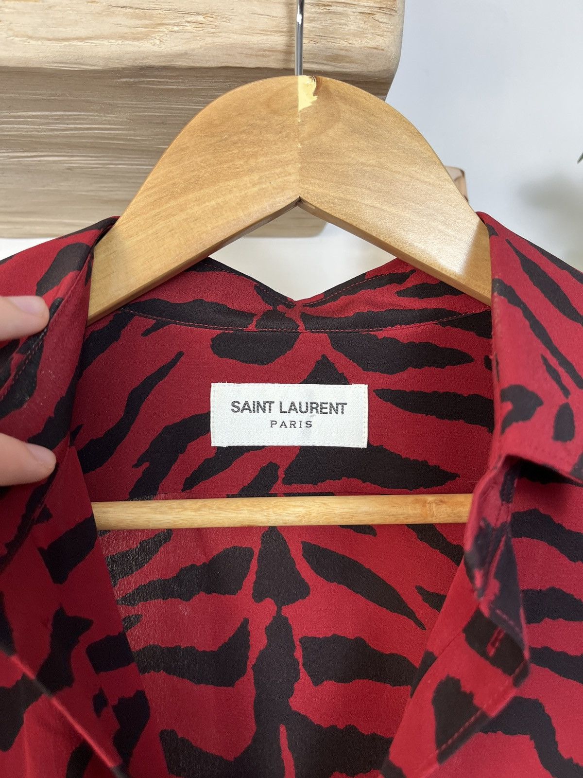 Hedi Slimane × Saint Laurent Paris Saint Laurent Zebra Red Silk shirt rare luxury high quality Size US S / EU 44-46 / 1 - 6 Thumbnail