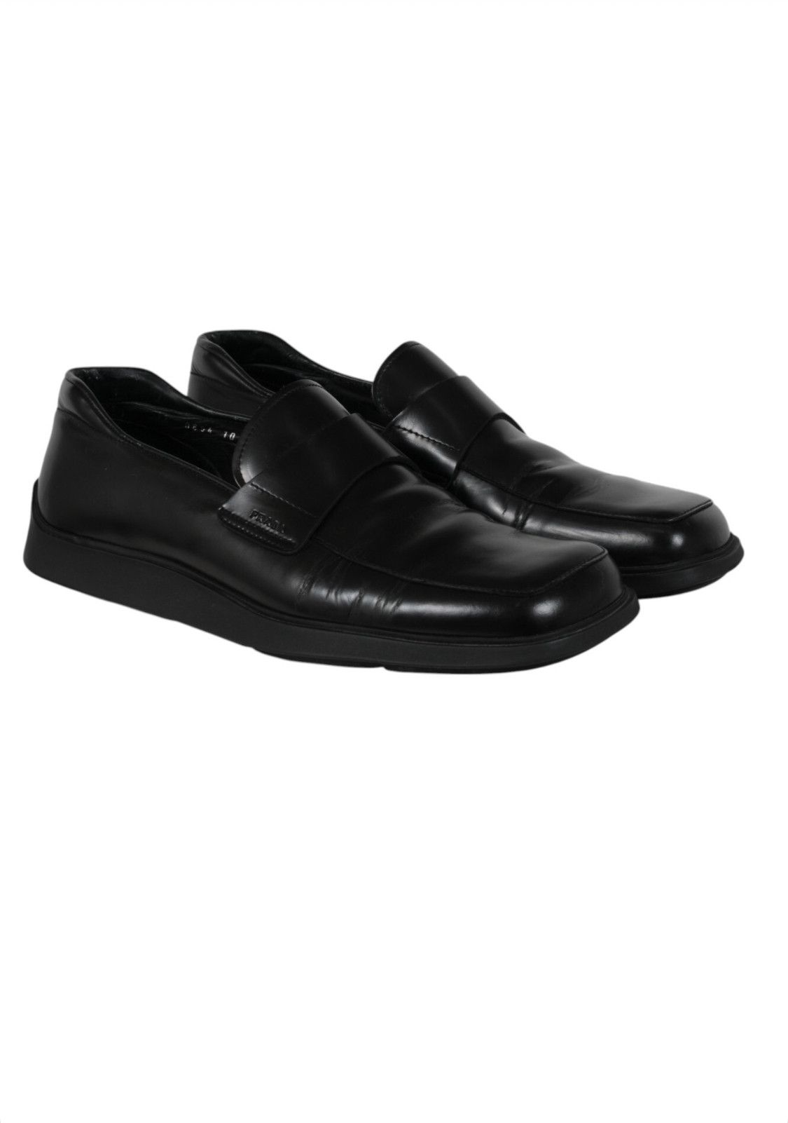 靴 archive prada leather square loafer Archive PRADA square toe leather loafers - メルカリ