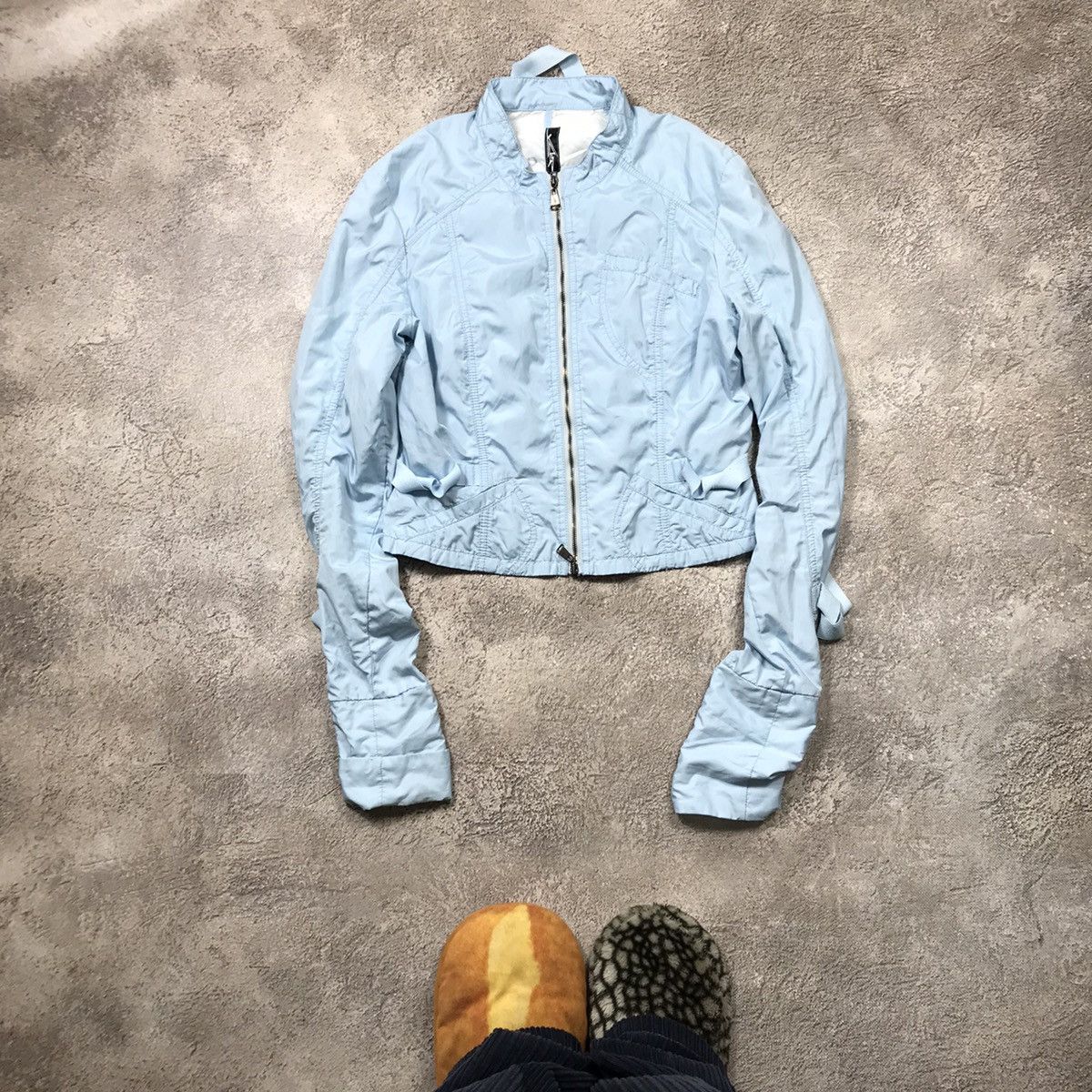 Vintage Vintage Y2K Light Blue Cropped Bomber Jacket Streetwear S Size S / US 4 / IT 40 - 1 Thumbnail
