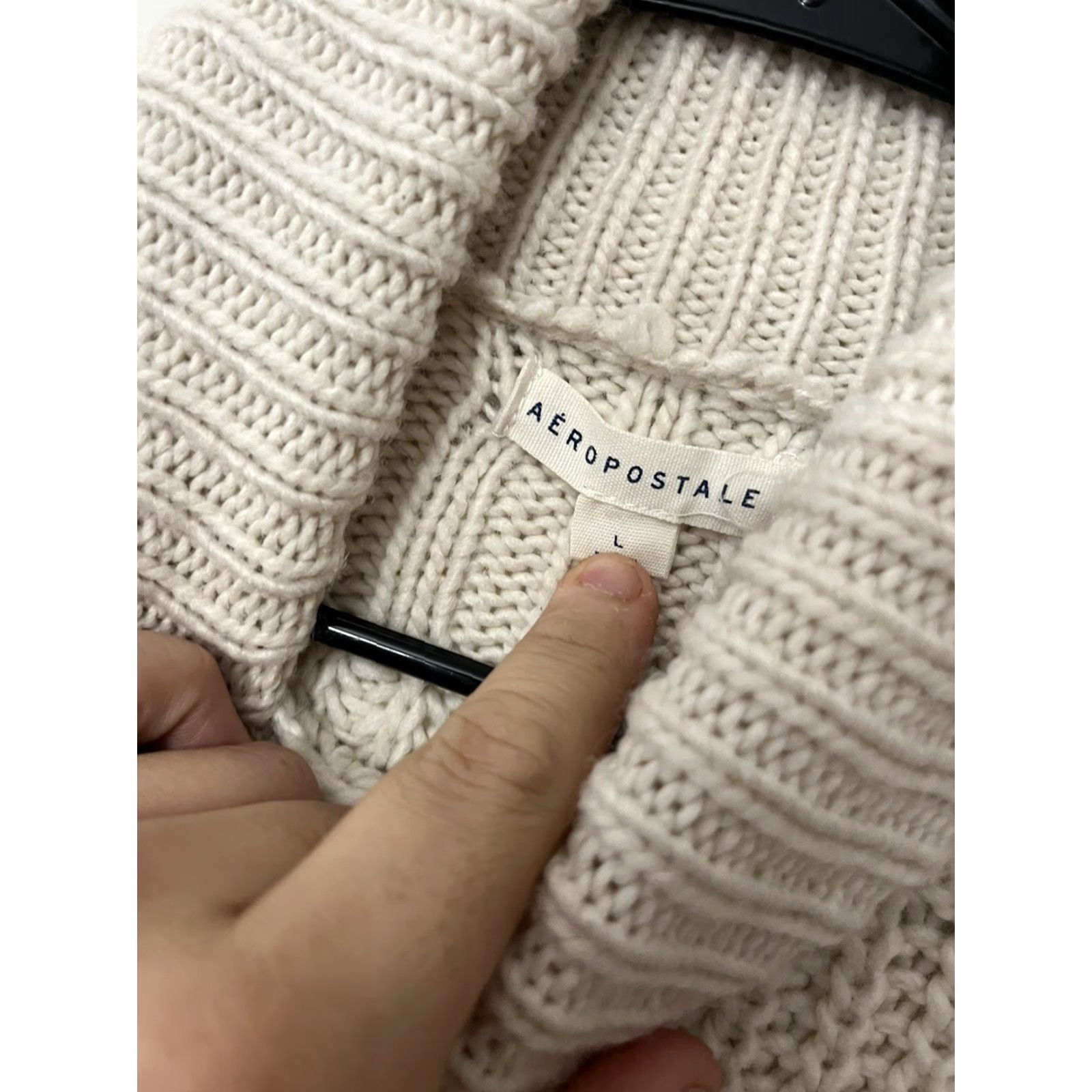 Aeropostale Aeropostale Womens Sweater L Ivory Turtleneck Knit Long Sleeve Winter Size L / US 10 / IT 46 - 3 Thumbnail