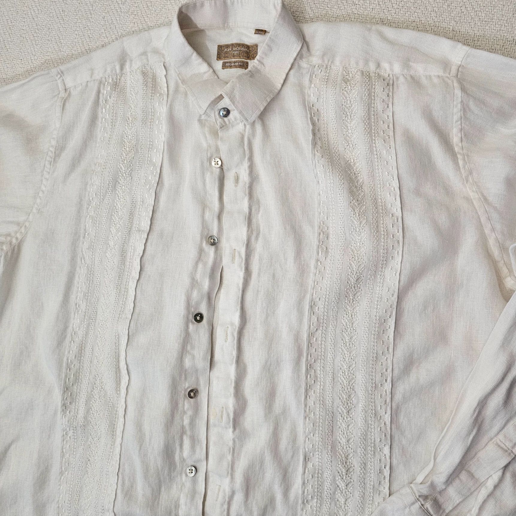 Vintage VINTAGE Jon Sonen Men's 2XL White Button-Down Shirt Long Sleeve Cotton Formal Business Party Size US XXL / EU 58 / 5 - 4 Thumbnail