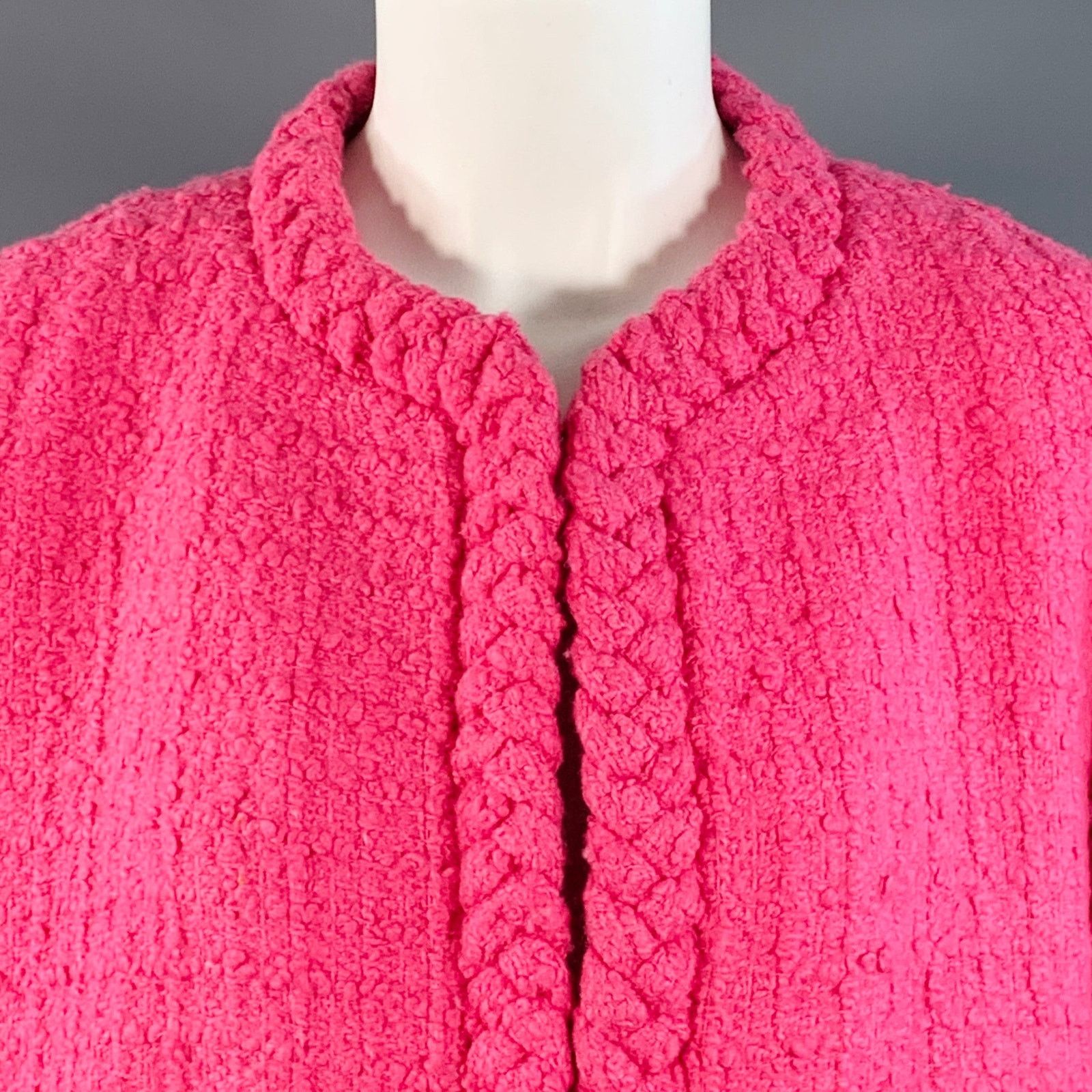 Valentino VALENTINO 2021 Size S Pink Wool Silk Tweed Oversized Jacket Size S / US 4 / IT 40 - 3 Thumbnail